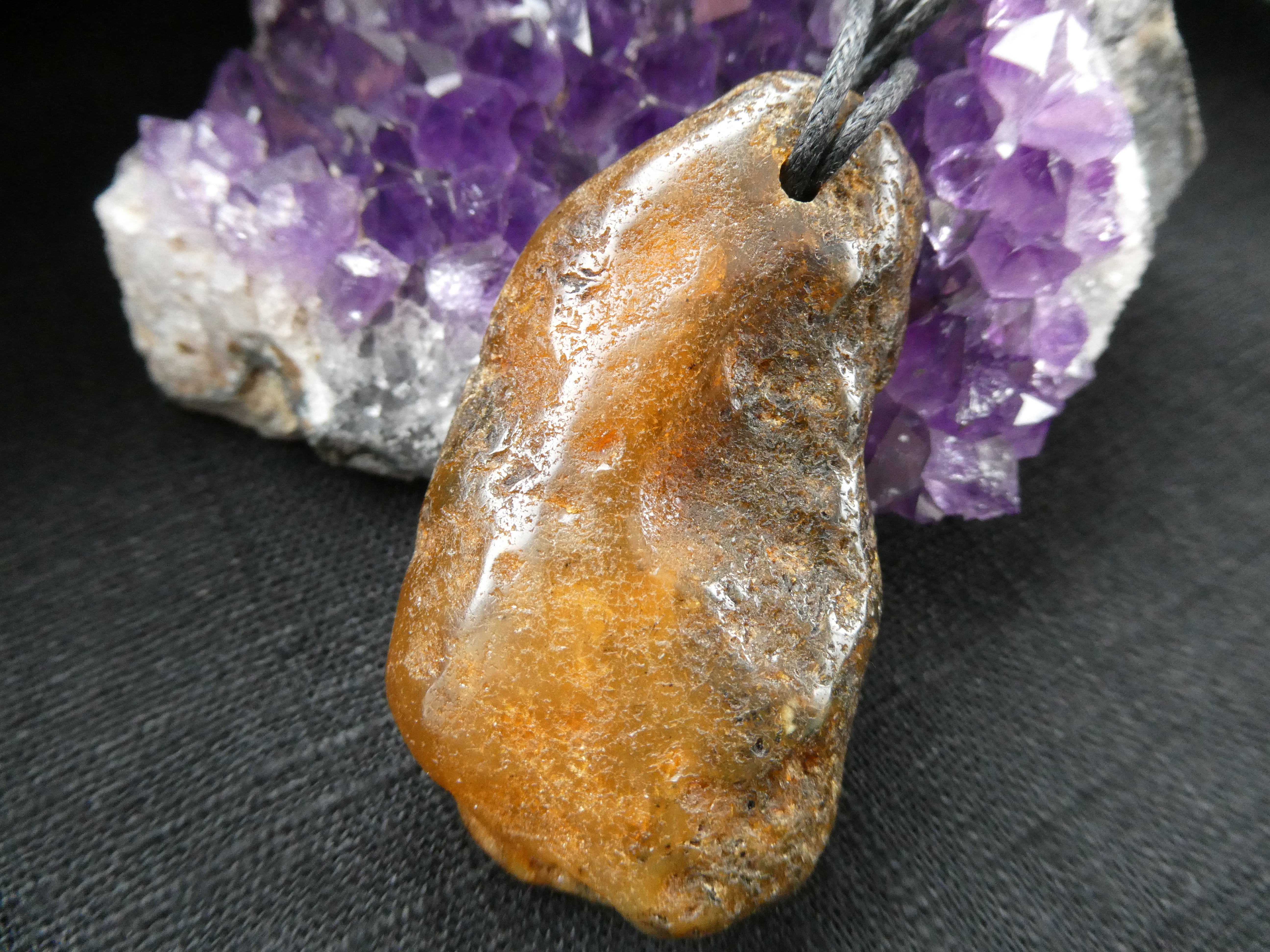 TWO Natural Baltic Amber Pendant With Fascinating Greenish Brown Color