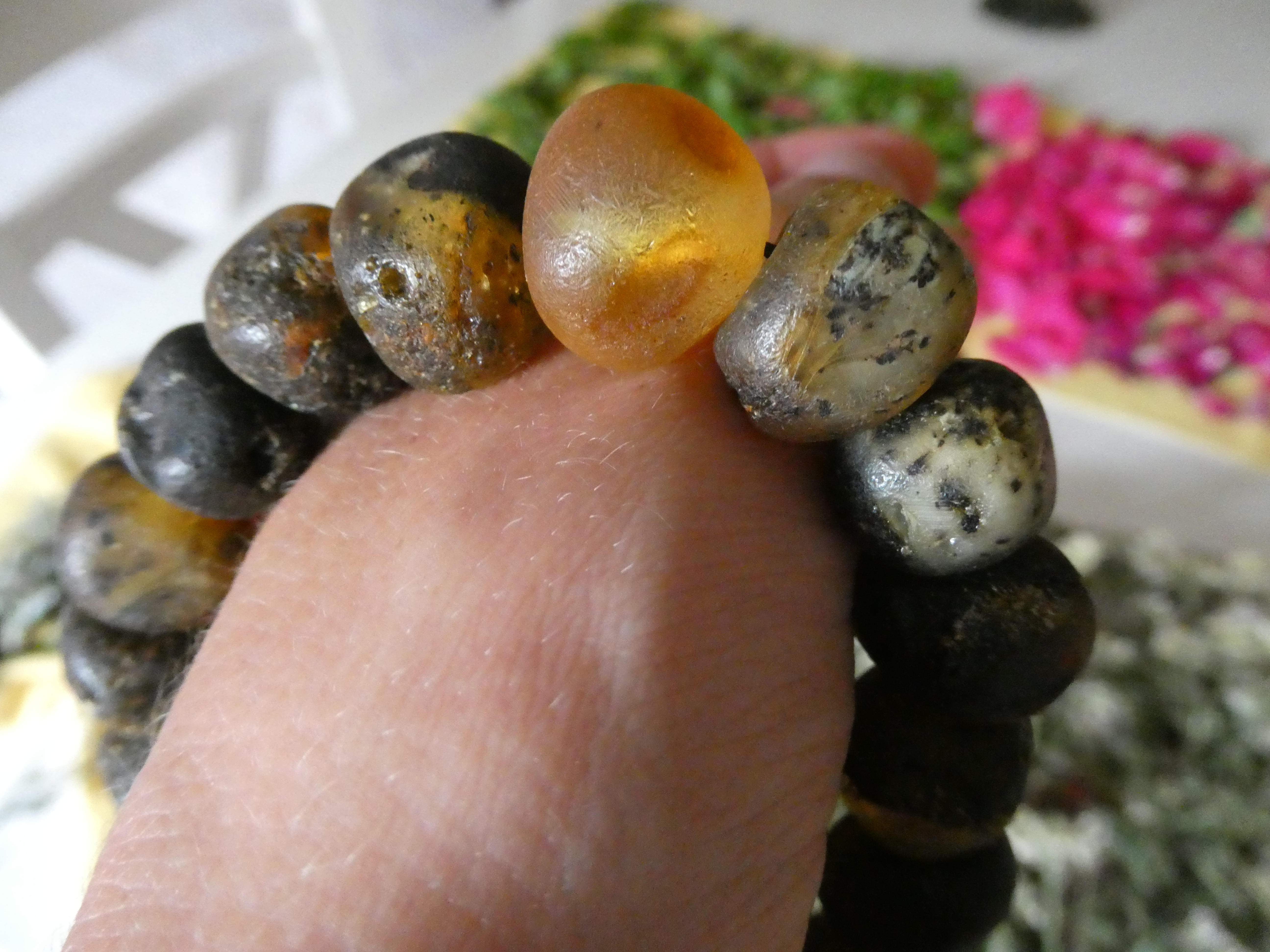 SHAMAN'S DREAM AMBER BEADS Rough Polished Natural Dark & Yellow Baltic Amber Bracelet