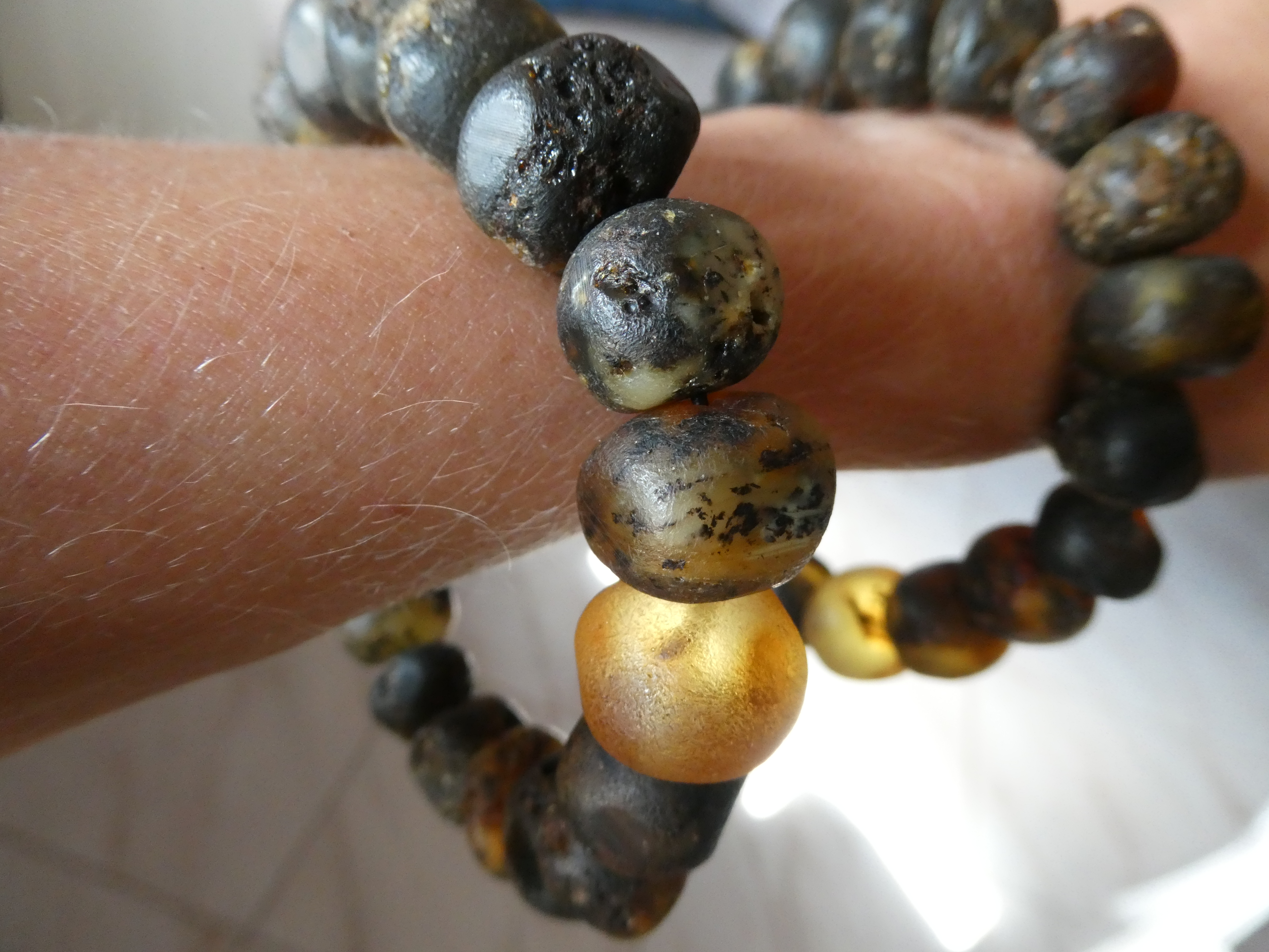 SHAMAN'S DREAM AMBER BEADS Rough Polished Natural Dark & Yellow Baltic Amber Bracelet