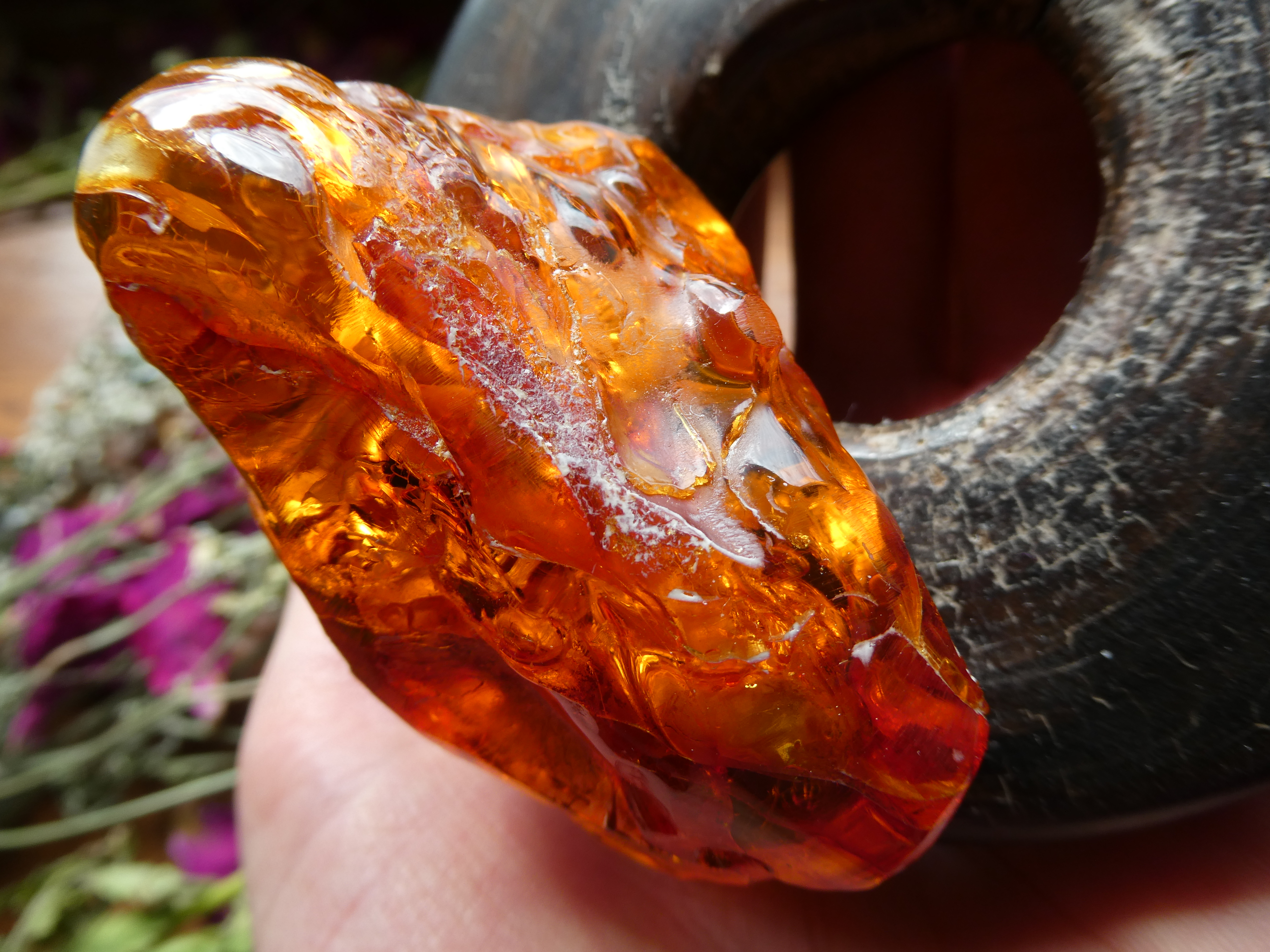 SEA OAK AND SUPER FIERY BALTIC AMBER/ AUTHENTIC HOME DECORATION/ AMBER COLLECTOR'S PIECE
