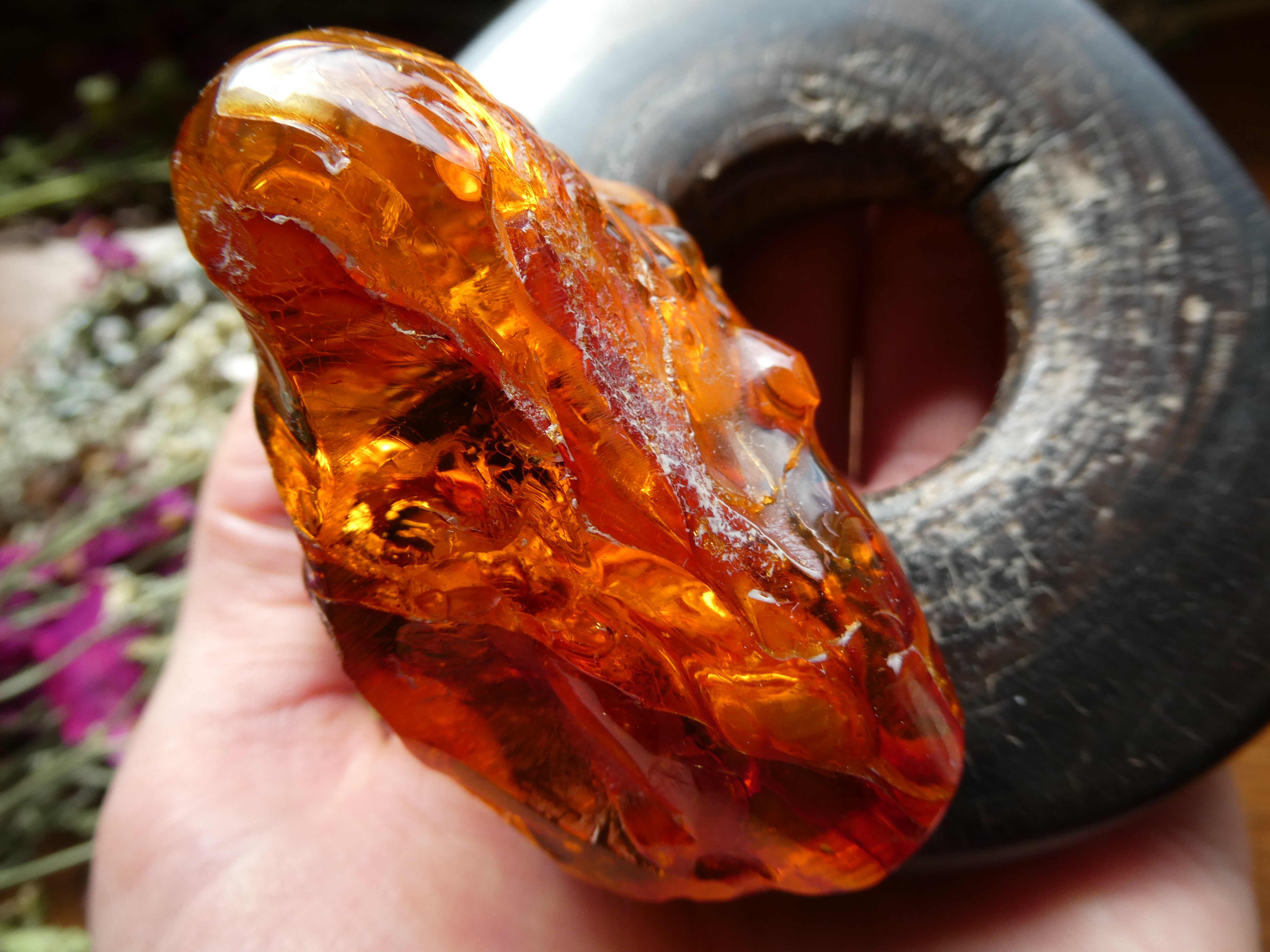 SEA OAK AND SUPER FIERY BALTIC AMBER/ AUTHENTIC HOME DECORATION/ AMBER COLLECTOR'S PIECE