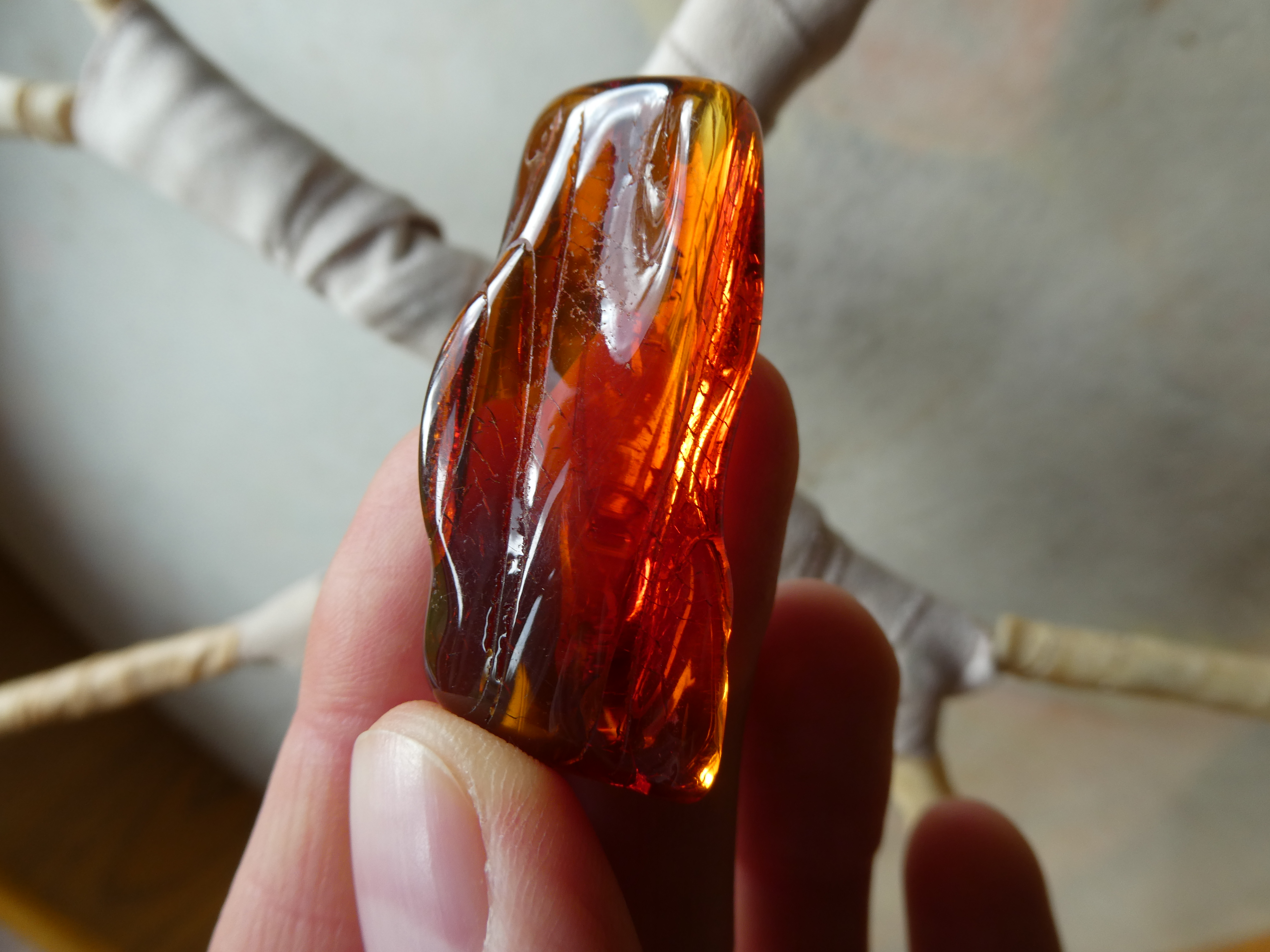 Fiery Translucent Red RADIANT BALTIC AMBER Stone // Natural Untreated Healer