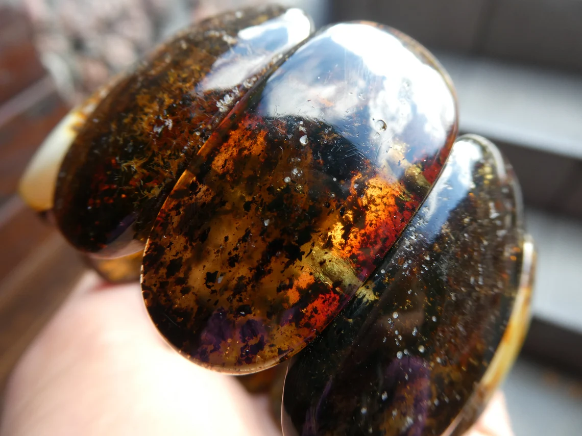 GENUINE BALTIC AMBER POLISHED BRACELET // VERY UNIQUE JEWELRY//  PIECE OF ART