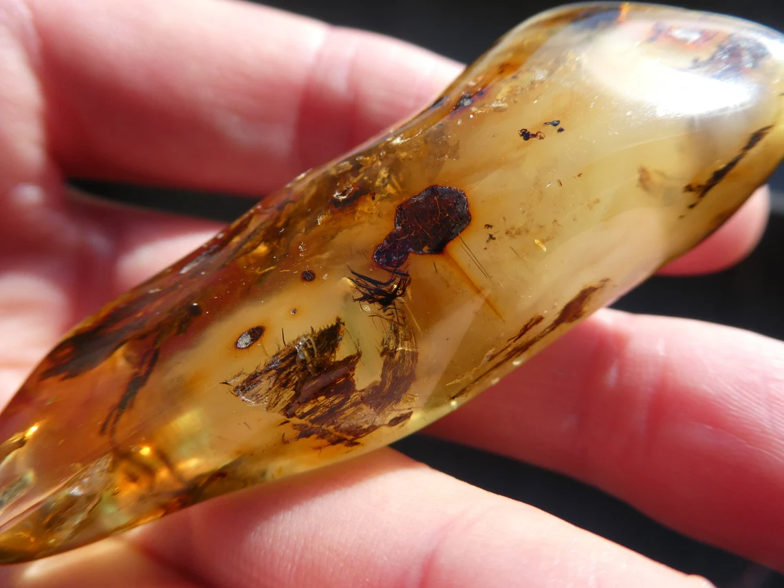 DREAMY POLISHED BALTIC AMBER PENDANT // Transparent Yellow Color With White Hues