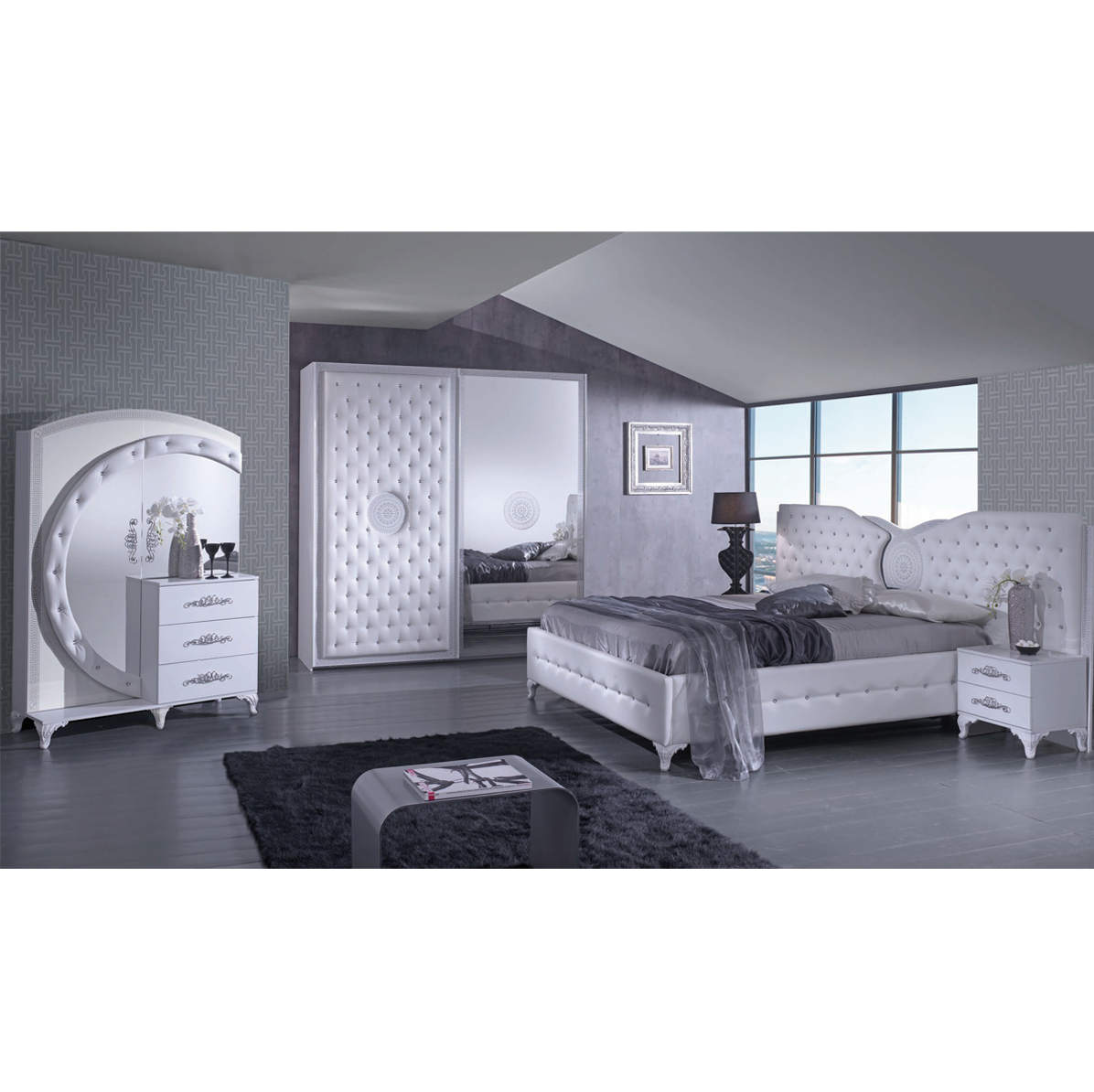 Miegamojo baldų komplektas ANTALIA Bianco