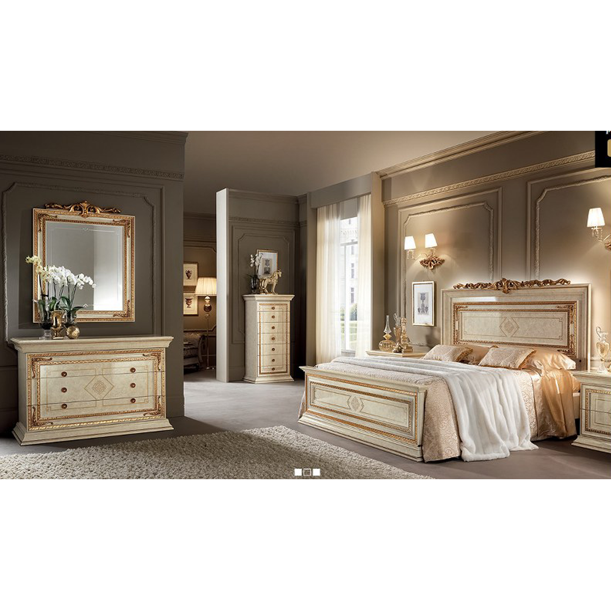 Miegamojo komplektas Leonardo Biege