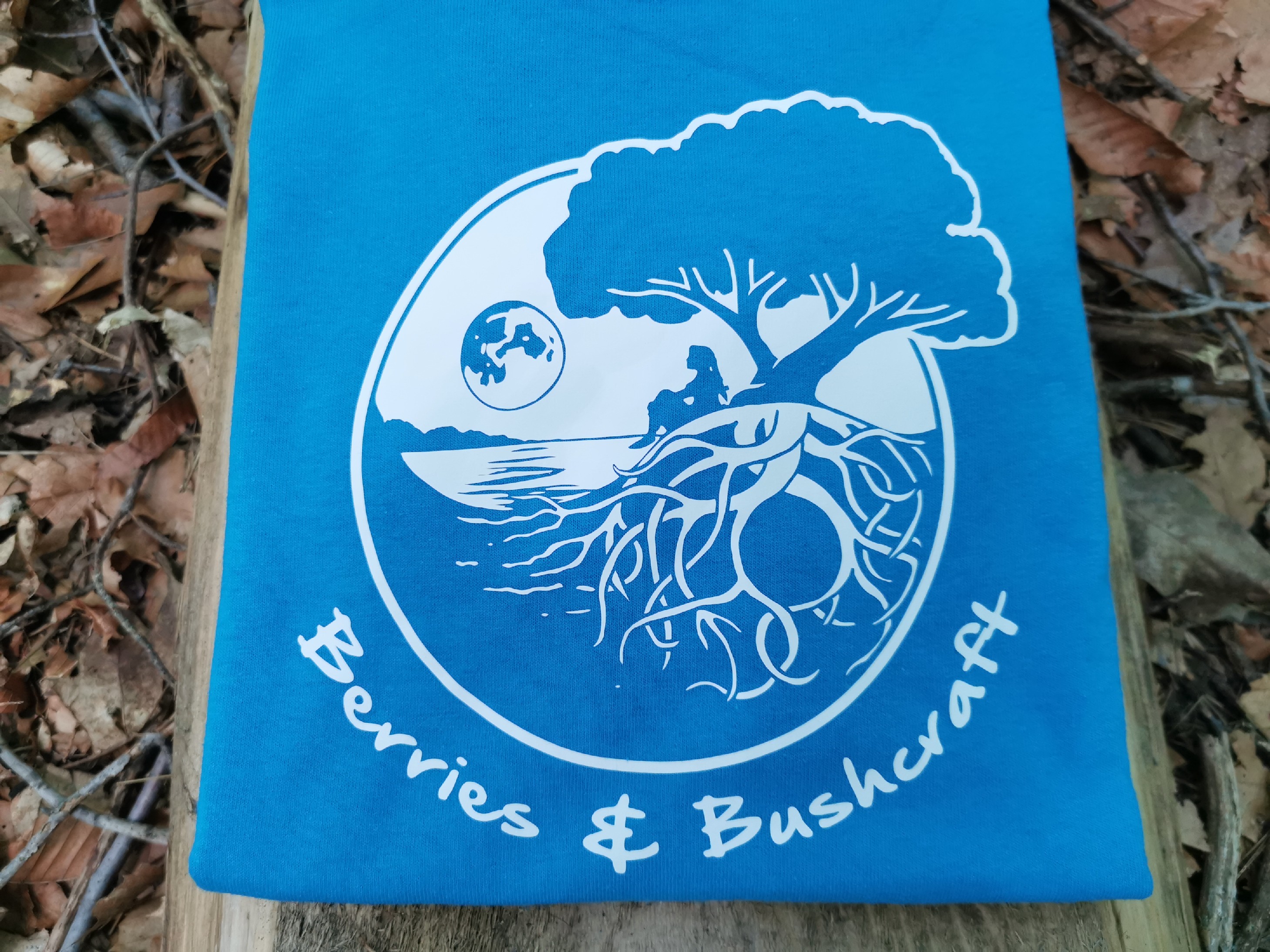 T-shirt - Blue w/ Logo in Cream