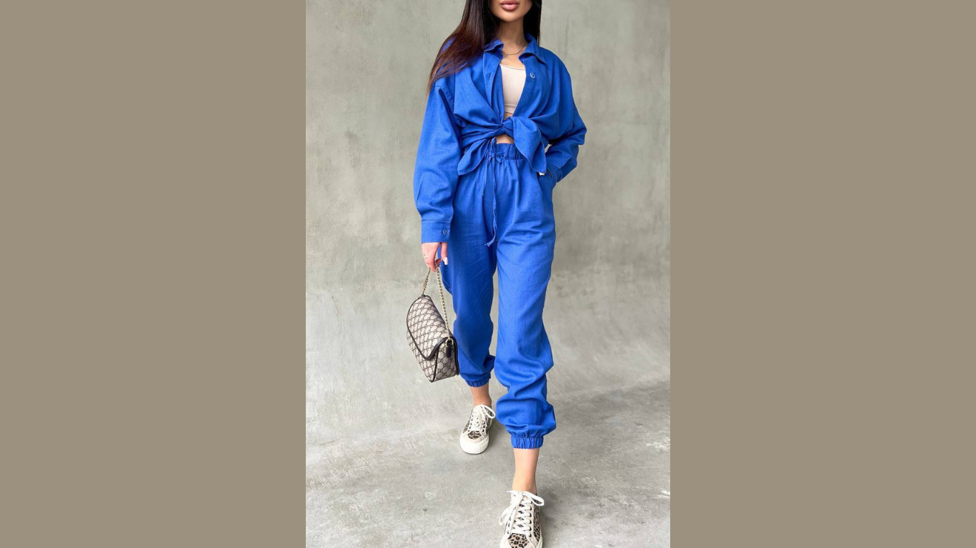Lininis kostiumėlis ,,Navy blue"