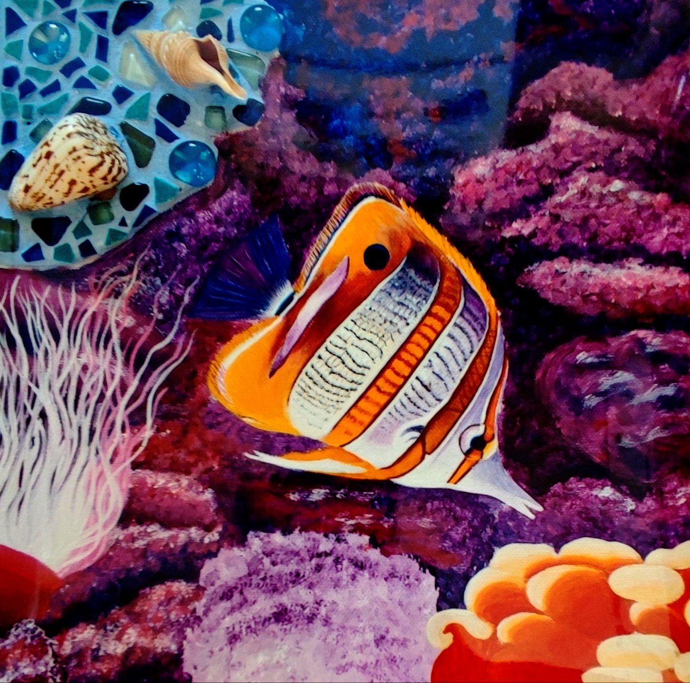 reproduction de l'oeuvre originale Poisson Exotique 30X30cm