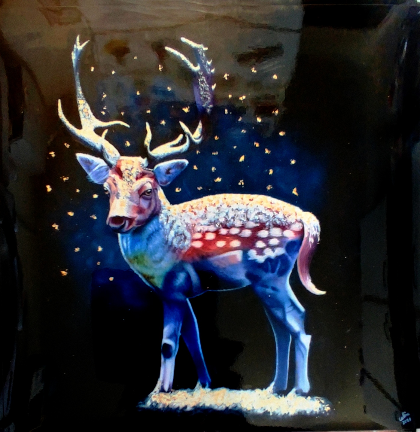 reproduction de l'œuvre originale Cerf d'Hiver 30X30cm