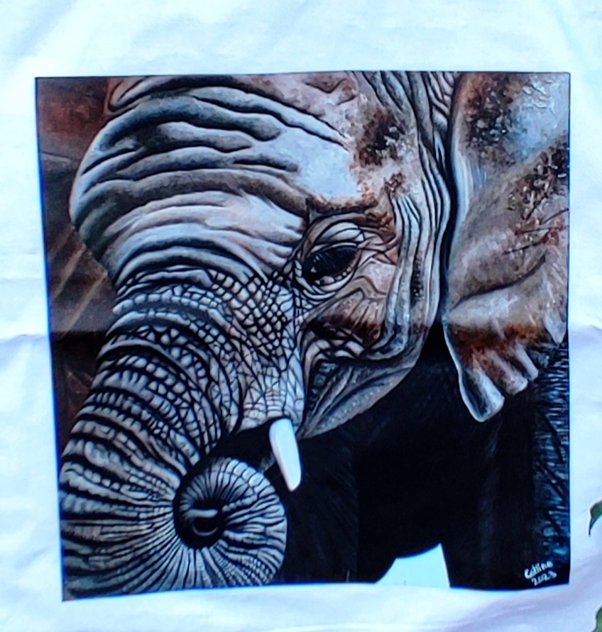 Tote bag avec impression de l'oeuvre originale Elephant d'Afrique du sud 