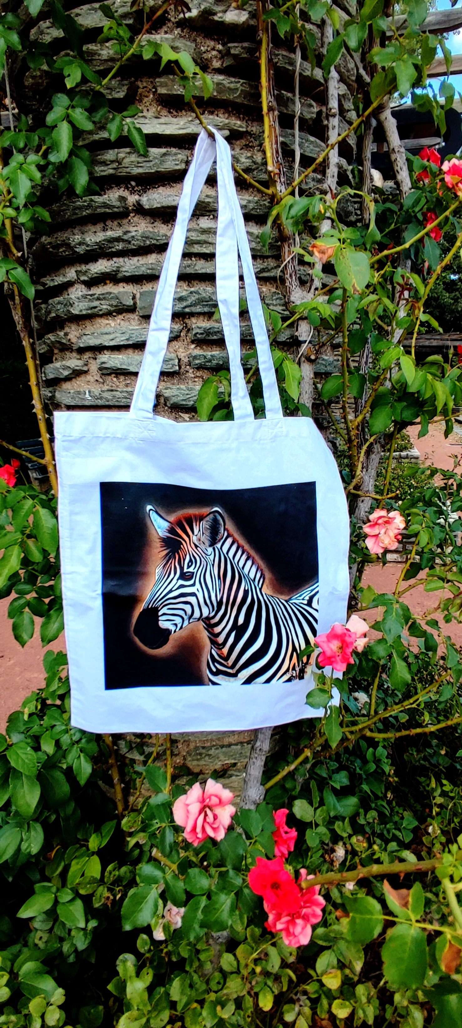 Tote bag avec impression de l'oeuvre originale Zèbre d'Afrique du Sud