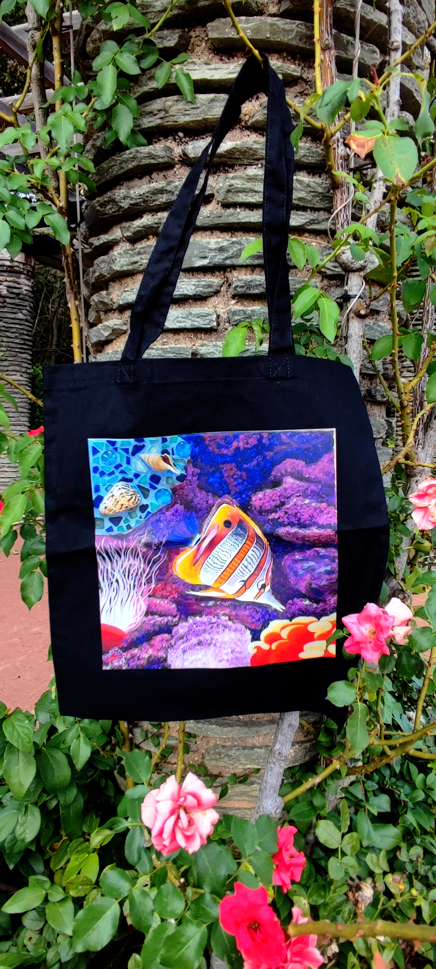 Tote bag avec impression de l'oeuvre originale Poisson Exotique
