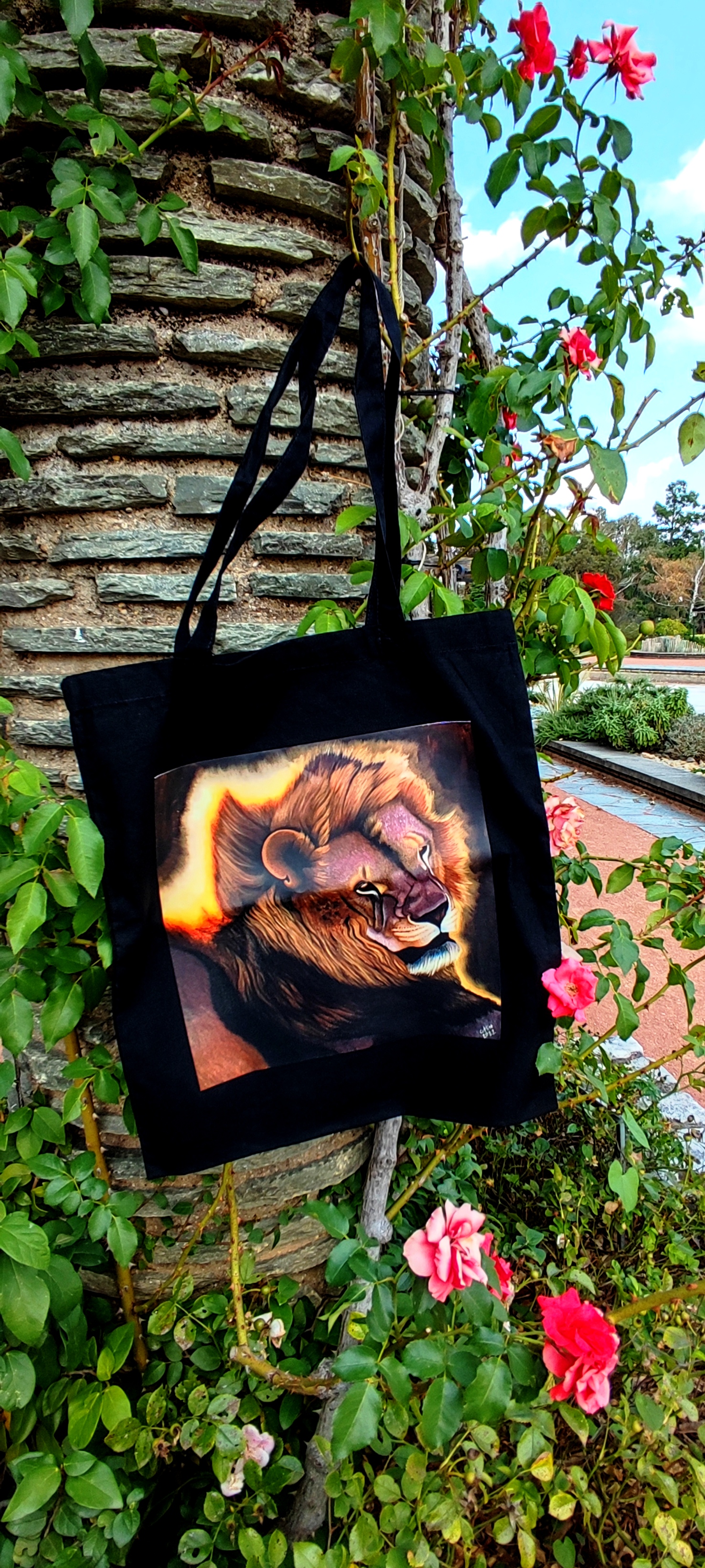 Tote bag avec impression de l'oeuvre originale Lion d'Afrique du Sud II
