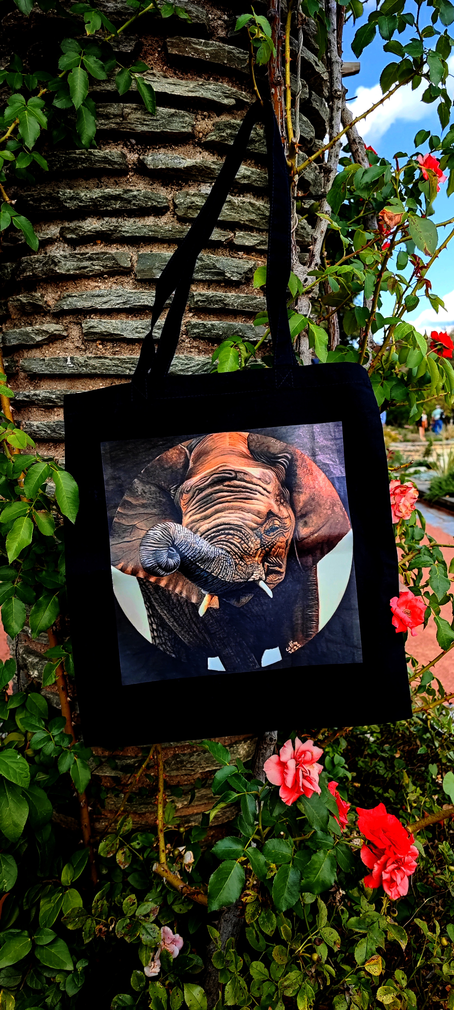 Tote bag avec impression de l'oeuvre originale Elephant d'afrique du Sud II