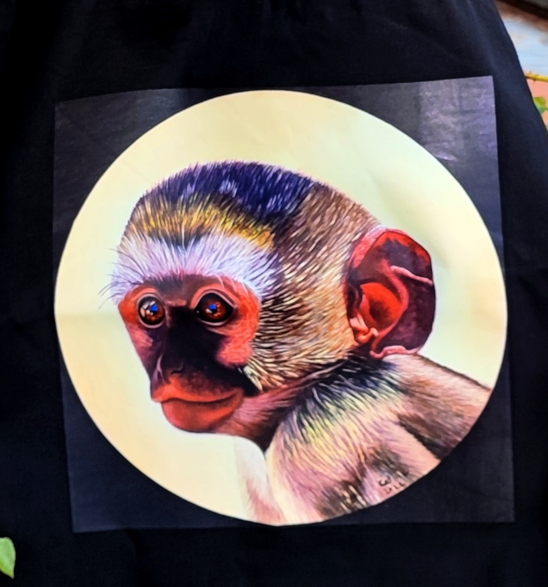 Tote bag avec impression de l'oeuvre originale Singe Vervet Bleu 