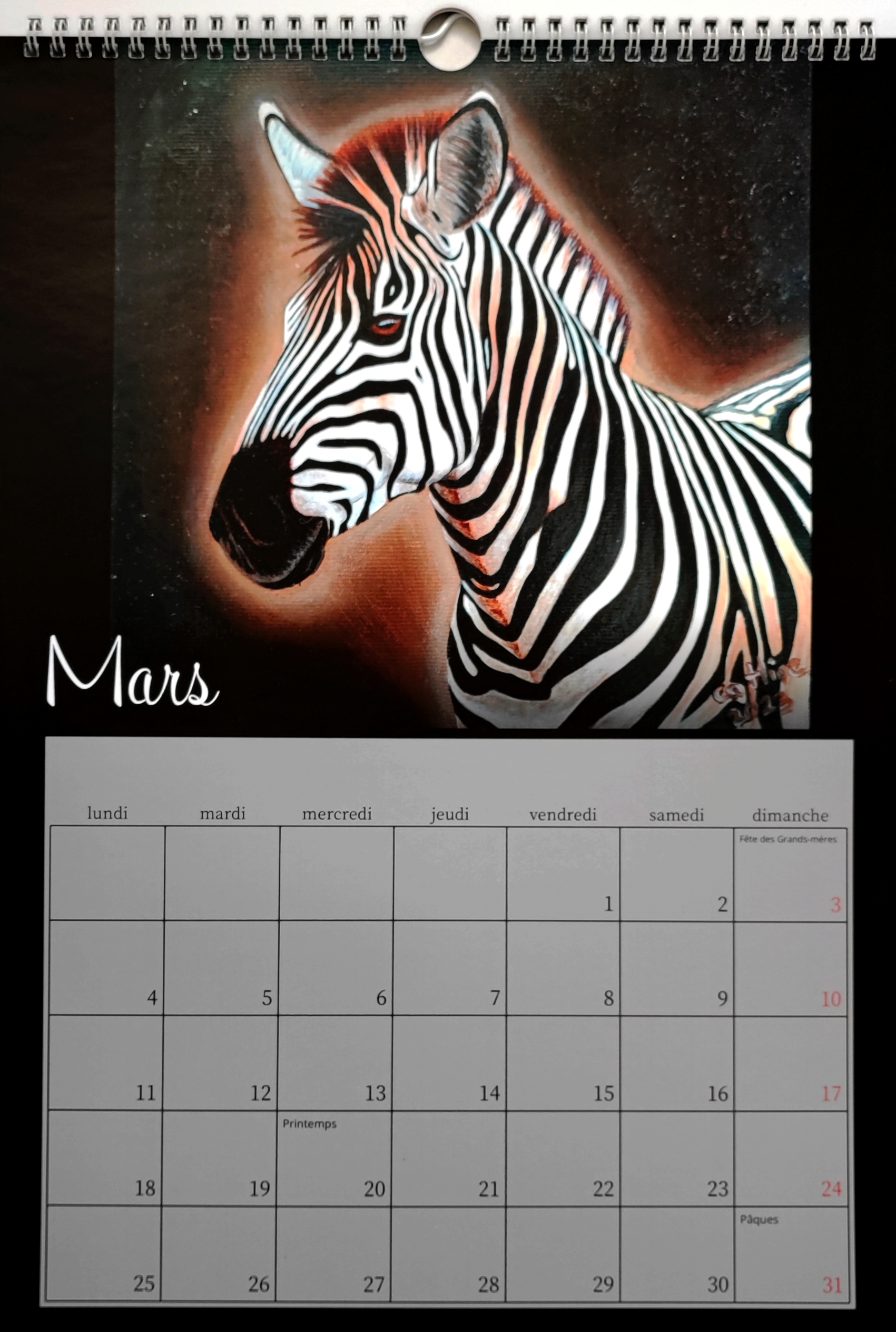 Calendrier 2024 d'après mes œuvres originales 