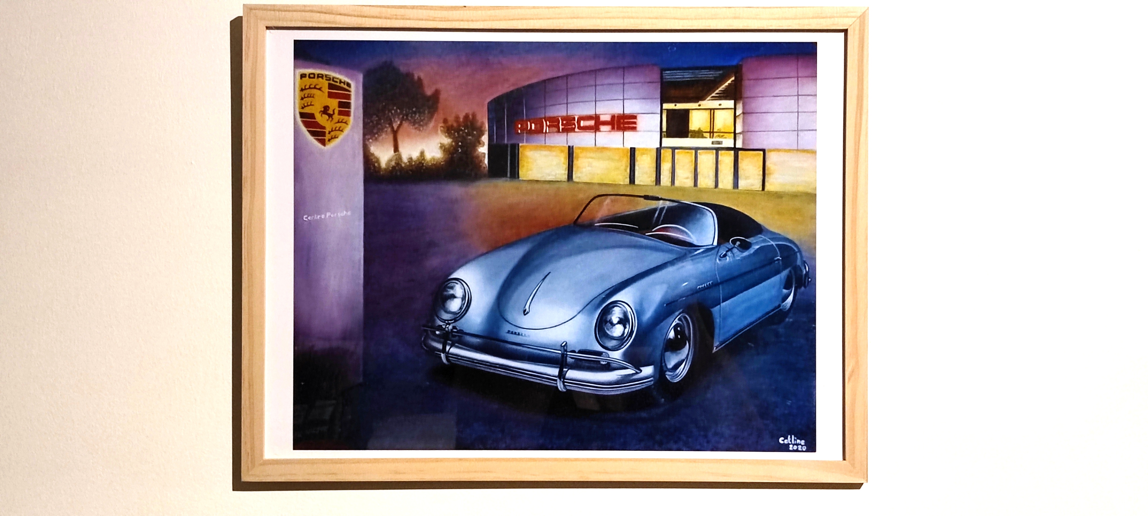 reproduction encadrée de l'œuvre originale Porsche 40X30cm