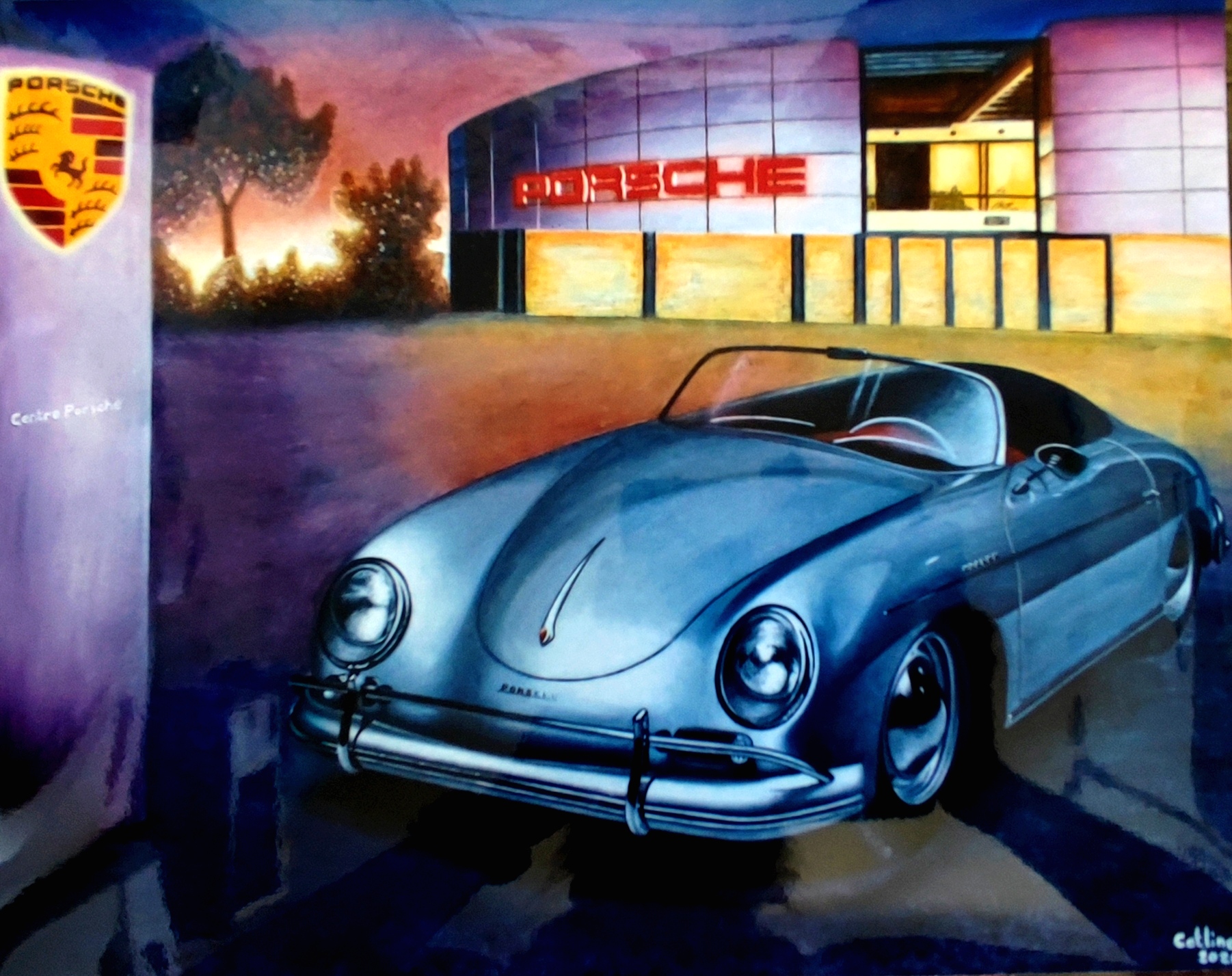 reproduction encadrée de l'œuvre originale Porsche 40X30cm