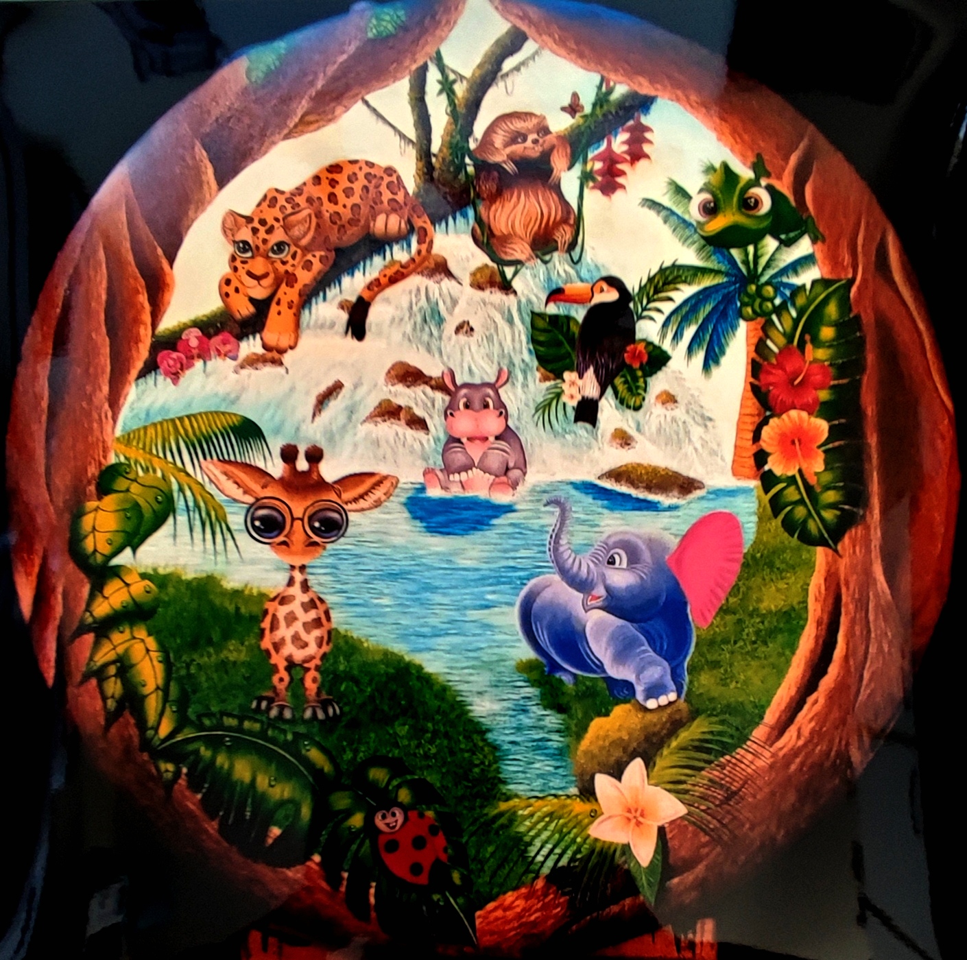 reproduction encadrée de l'oeuvre originale Jungle Kid 30X30cm