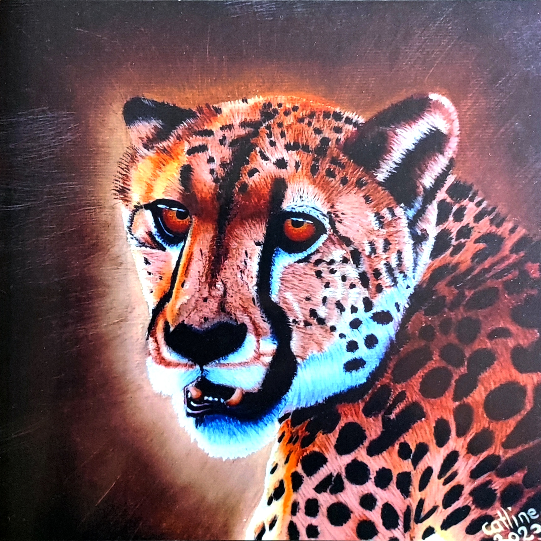 Reproduction de l'oeuvre originale "Guepard d'Afrique du sud II" 20X20cm