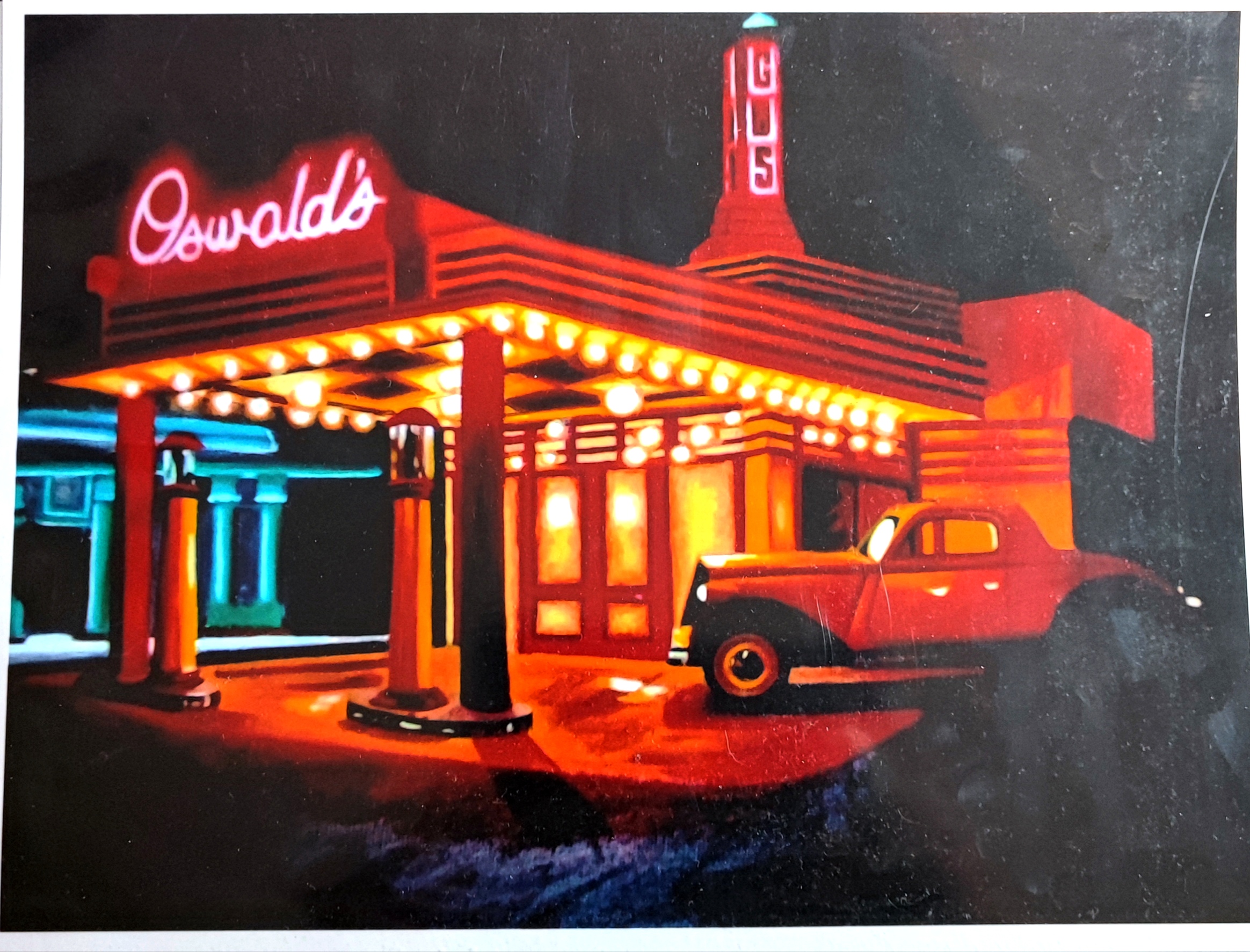 Reproduction de l'oeuvre originale "Gas Station" 27X20cm