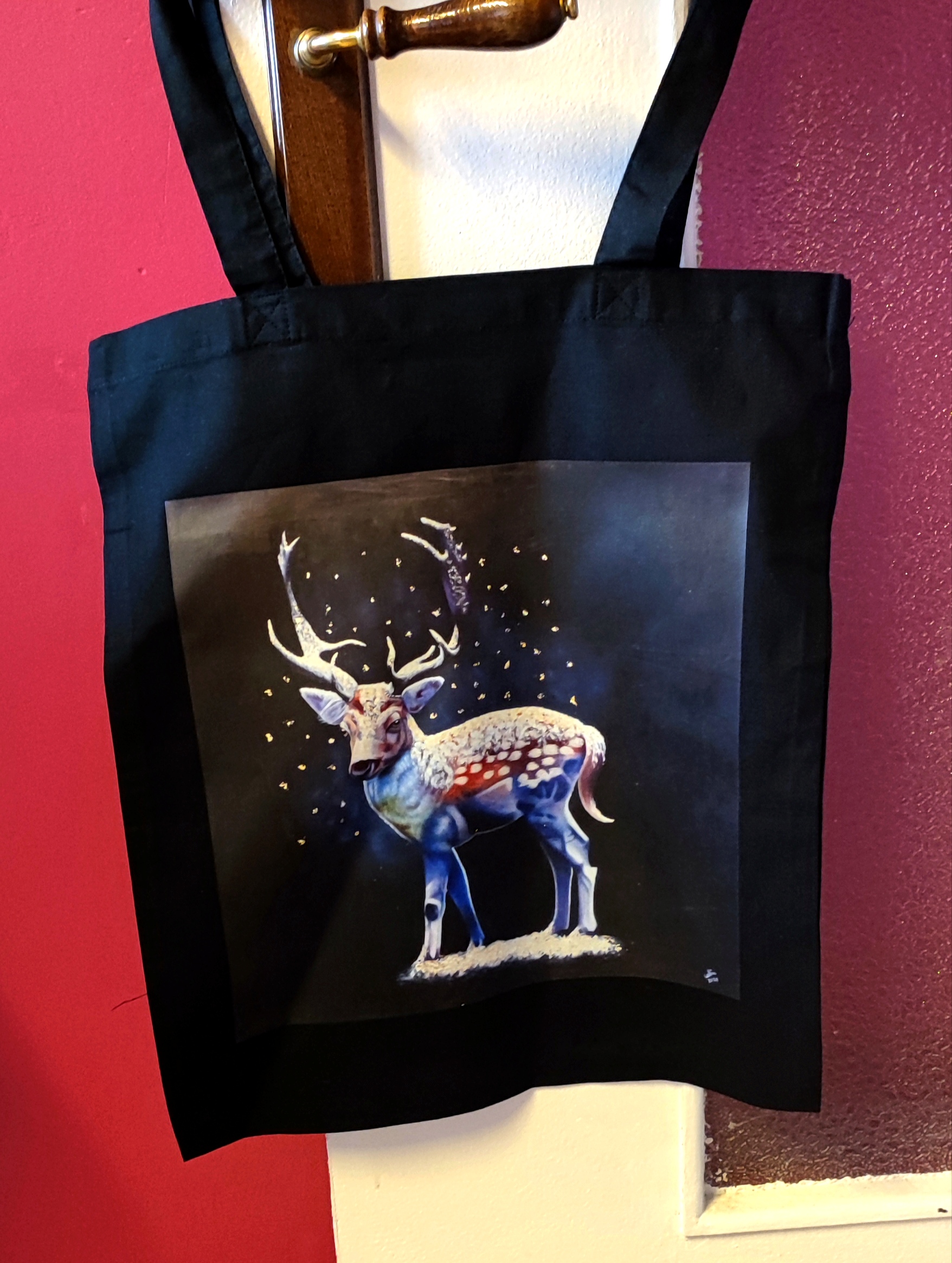 Tote bag avec impression de l'oeuvre originale Cerf d'hiver 
