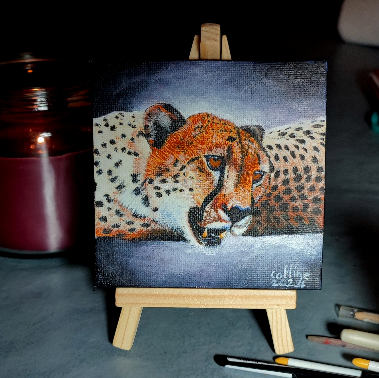 Mini toile 10X10cm Guépard d'Afrique du Sud 