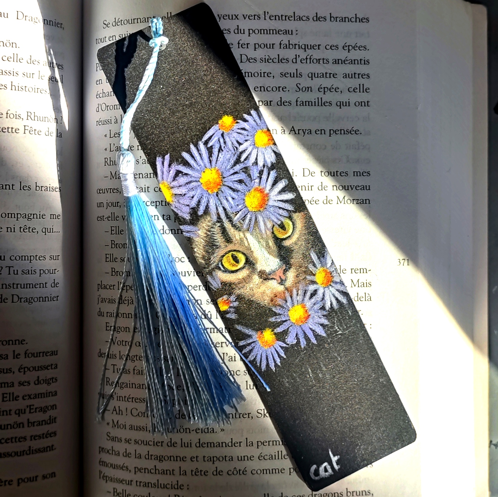 Marque Page Chat aux Fleurs 