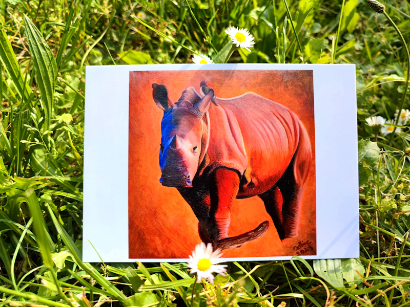 Carte postale d'après la toile originale " Bébé Rhinocéros"