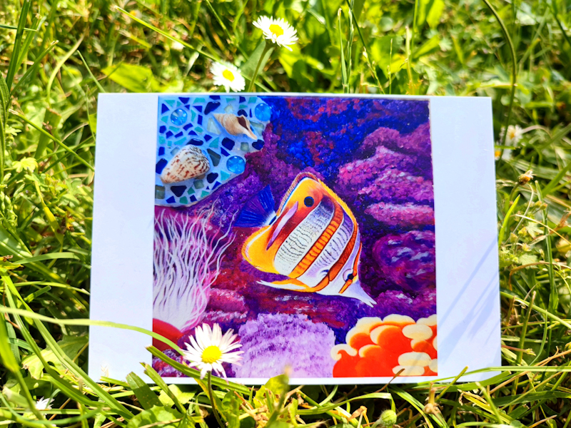 Carte postale d'après la toile originale " Poisson Exotique"