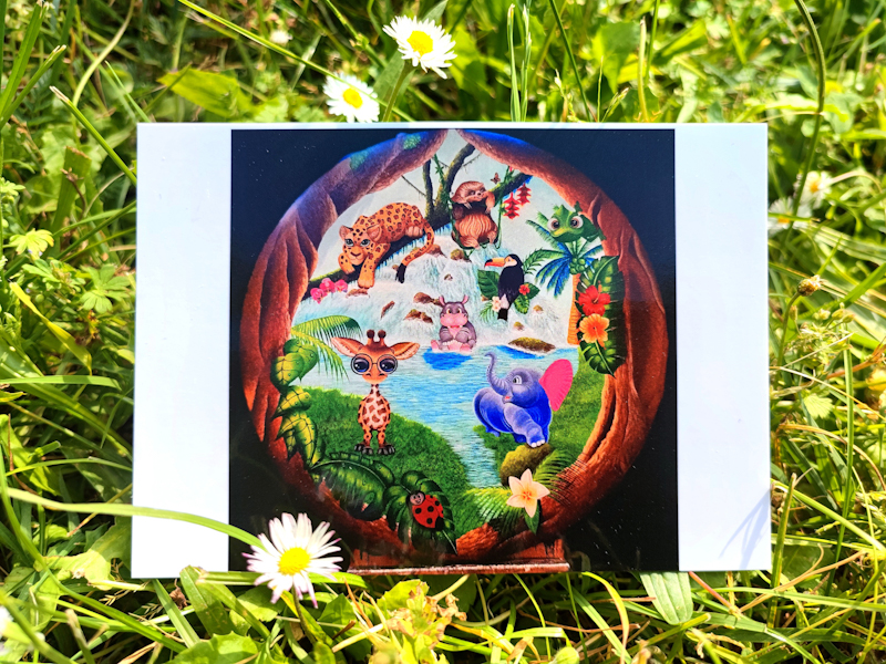 Carte postale d'après la toile originale " jungle kid"
