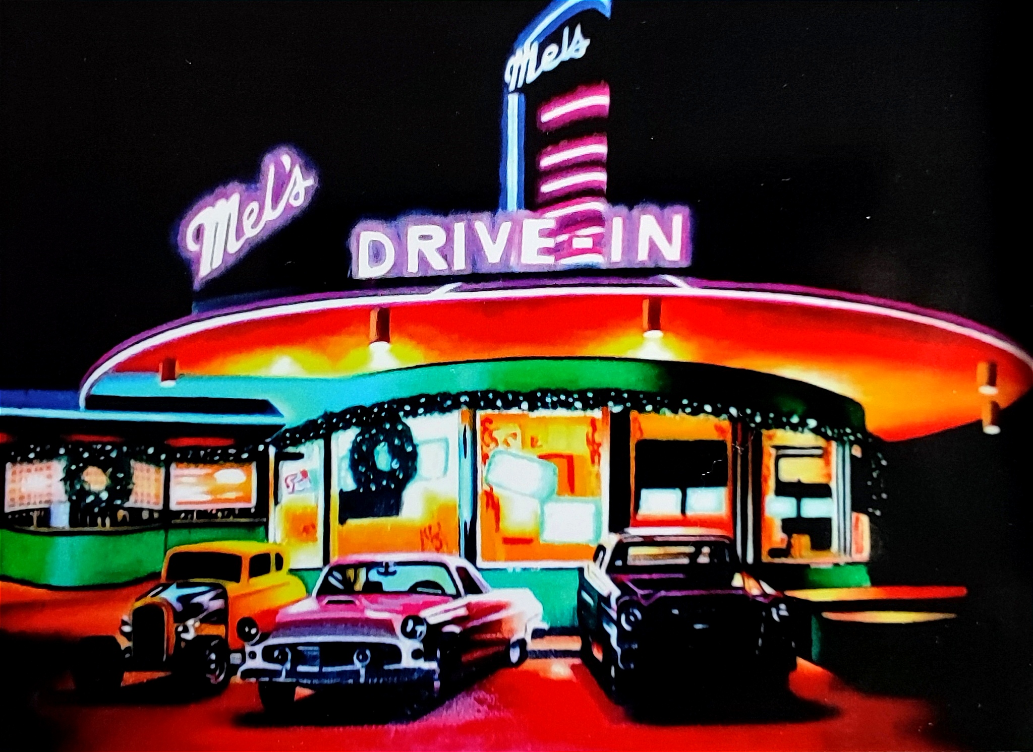 Carte postale d'après la toile originale "Drive In "