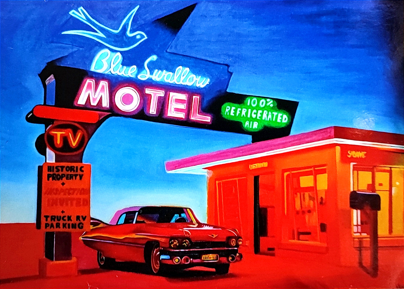 Carte postale d'après la toile originale "Motel"