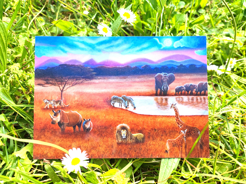 Carte postale d'après la toile originale " Savane Africaine"