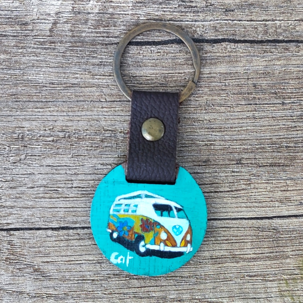 Porte clé Combi VW à fleurs