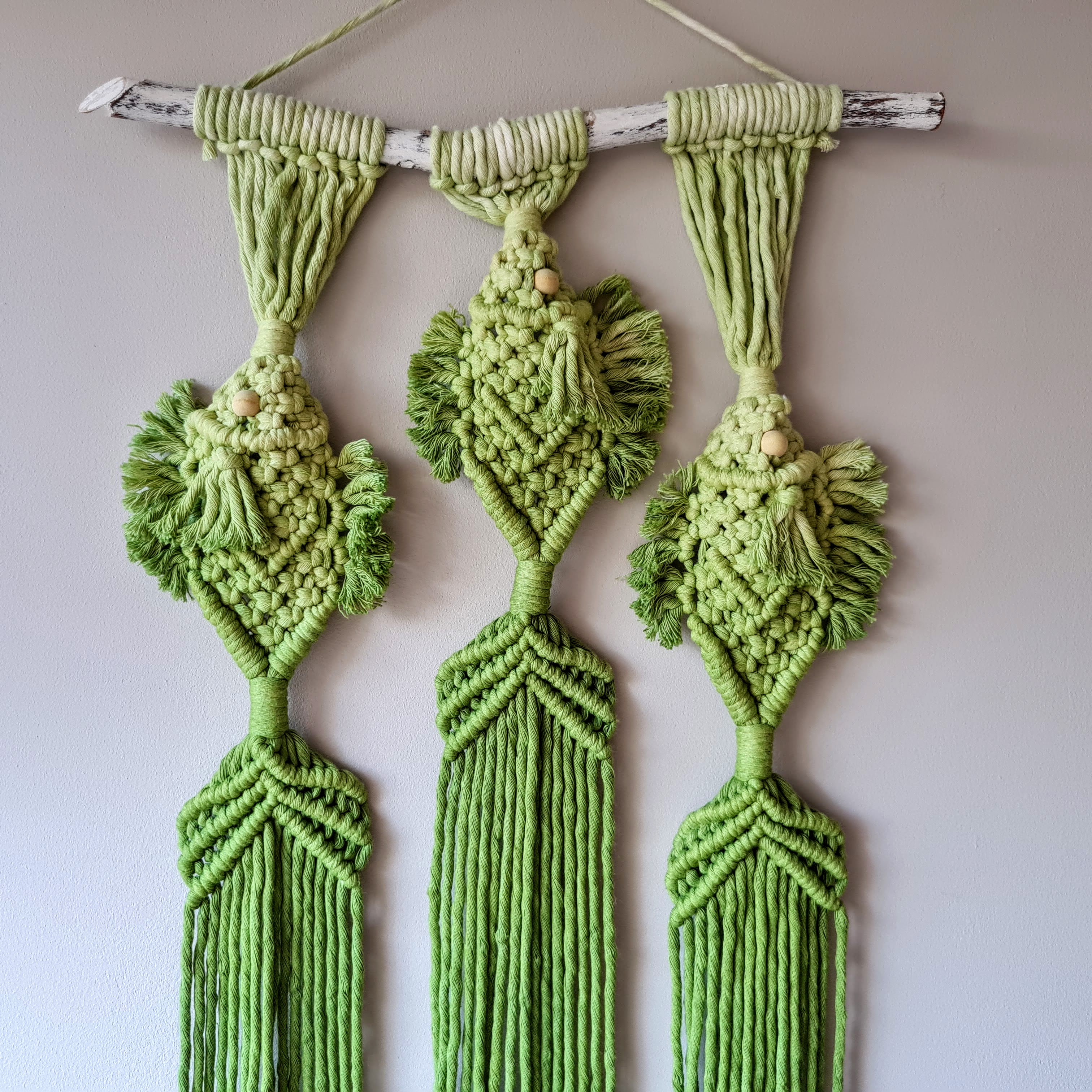 Green Ombre Fish Macrame Wall Hanging