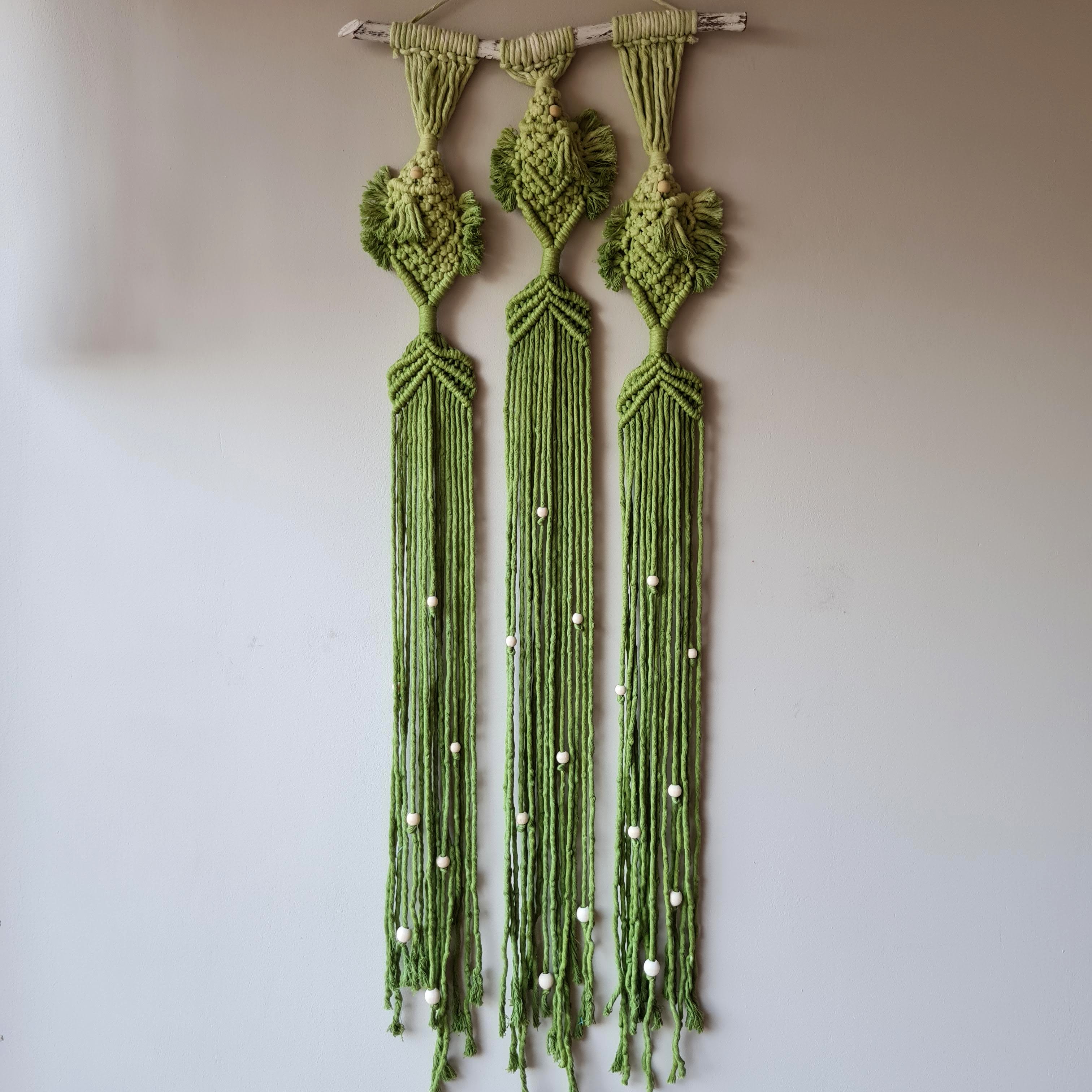 Green Ombre Fish Macrame Wall Hanging