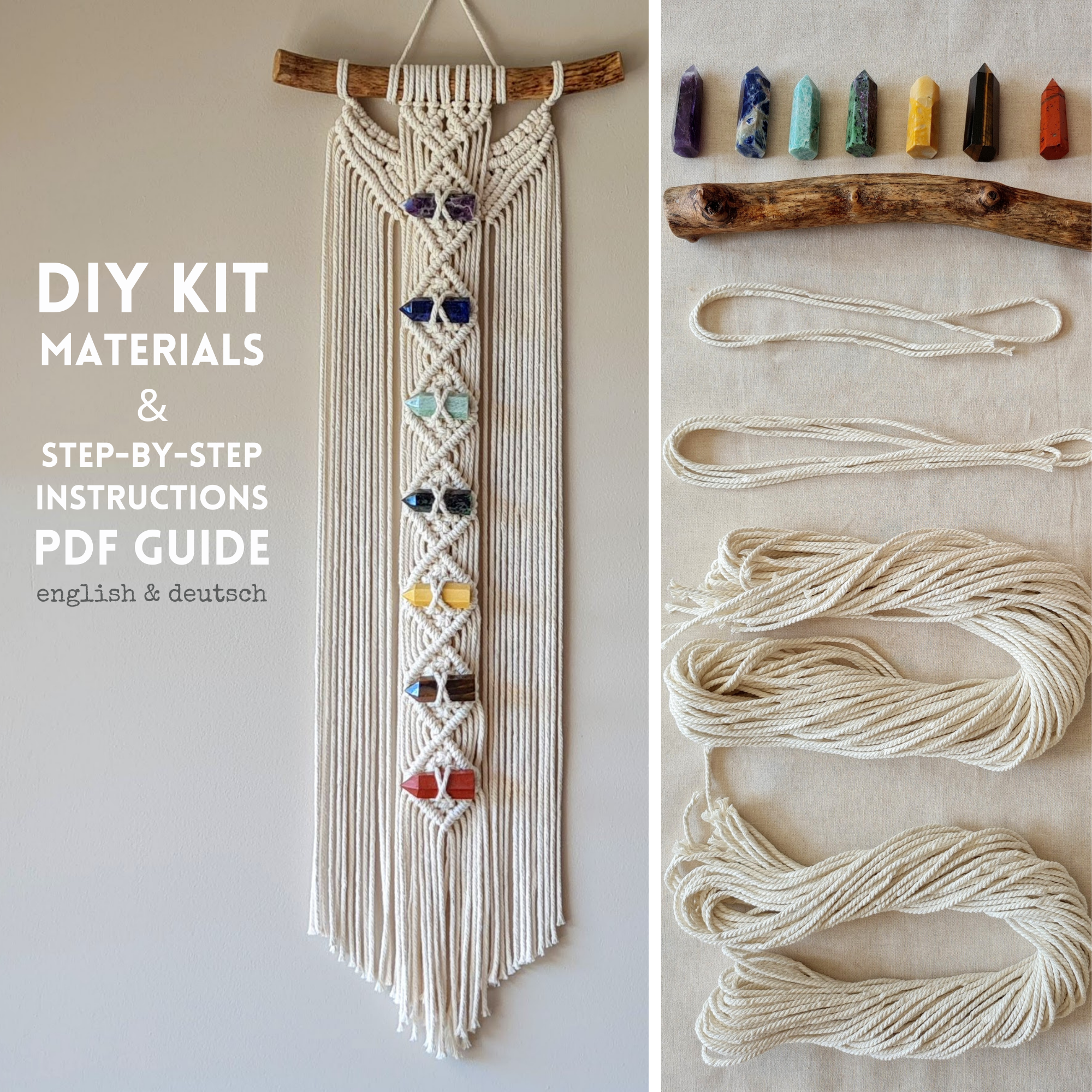 DIY Macrame Kit, Chakra Macrame Wall Hanging Kit