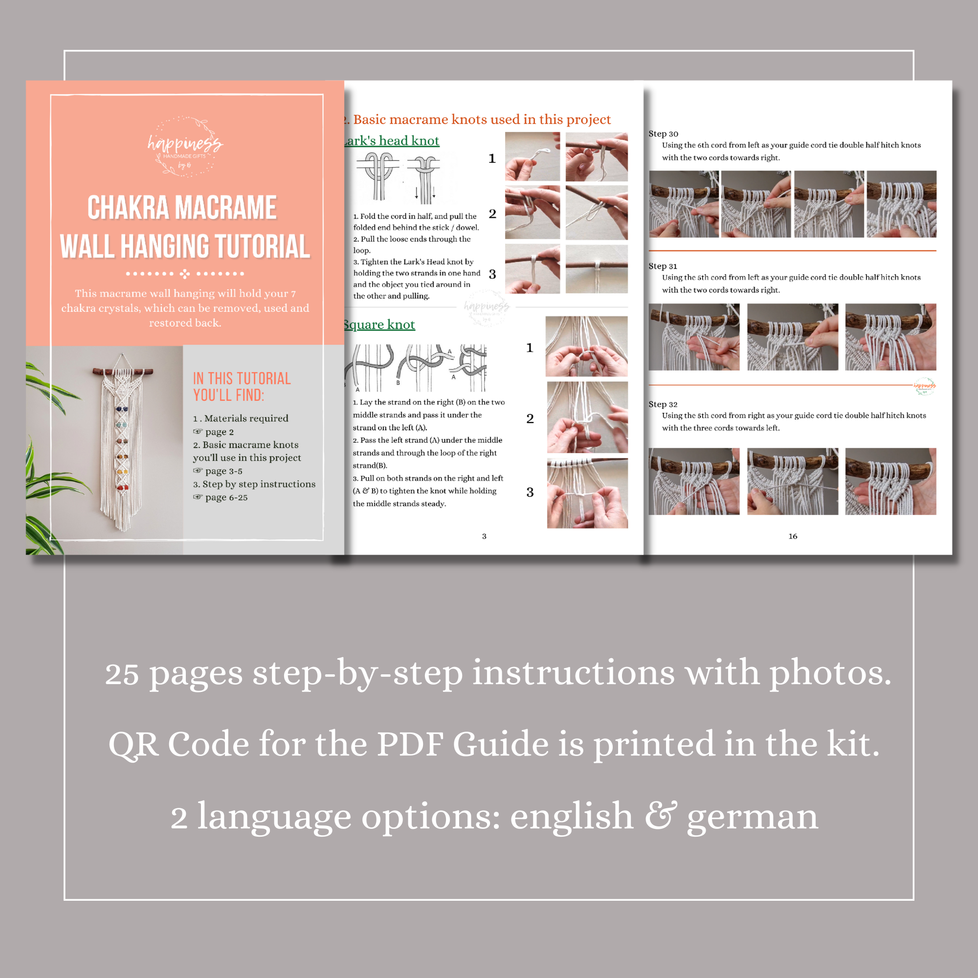 DIY Macrame Kit, Chakra Macrame Wall Hanging Kit