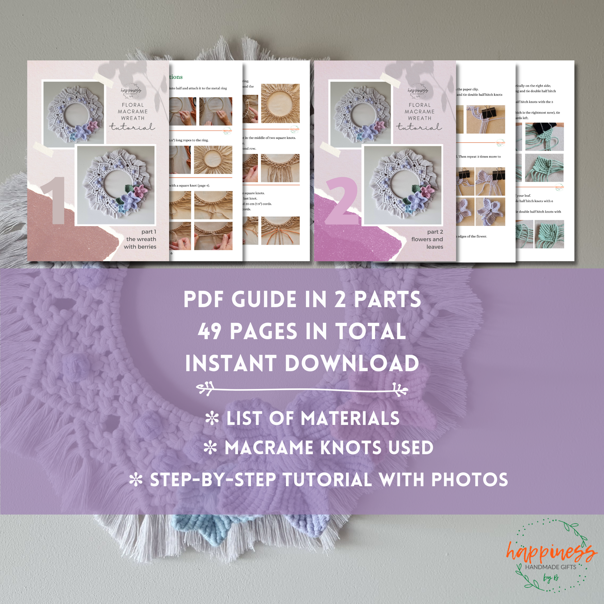 DIY Floral Macrame Wreath Kit