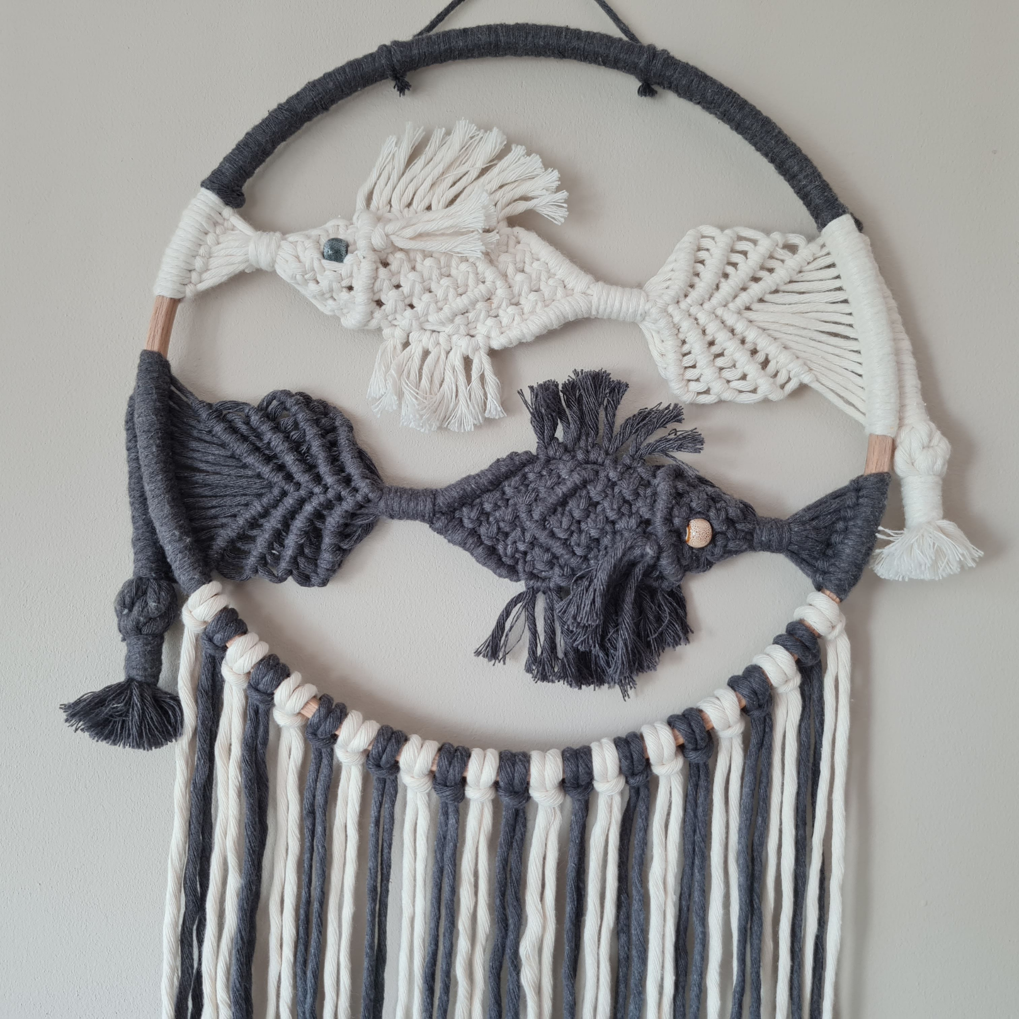 Yin-Yang Fish Macramé Wall Hanging