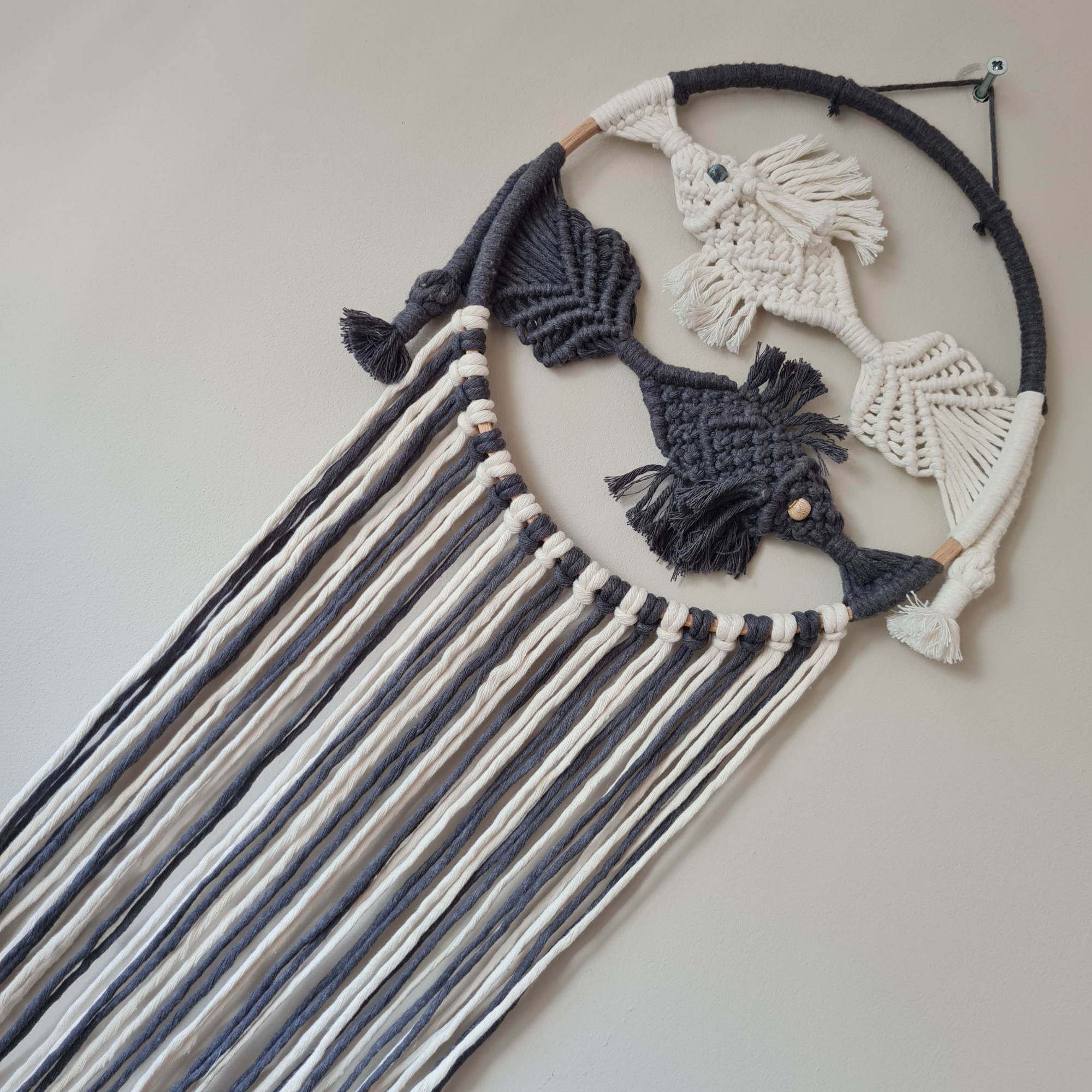 Yin-Yang Fish Macramé Wall Hanging