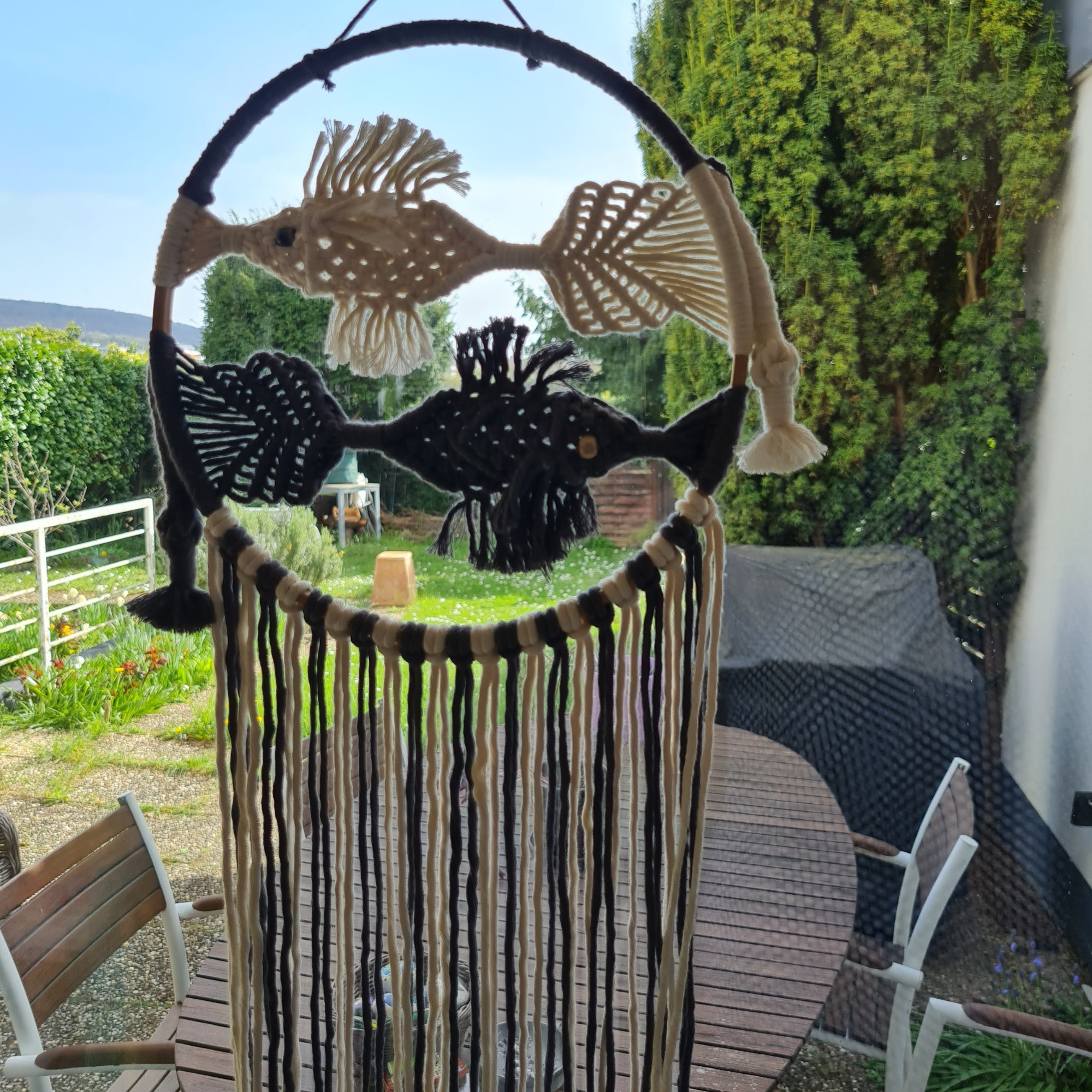 Yin-Yang Fish Macramé Wall Hanging
