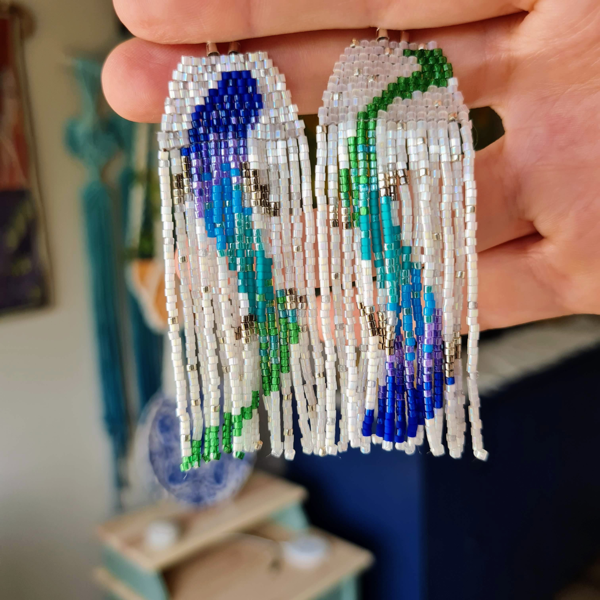 Blue Fish Fringe Earrings Pattern