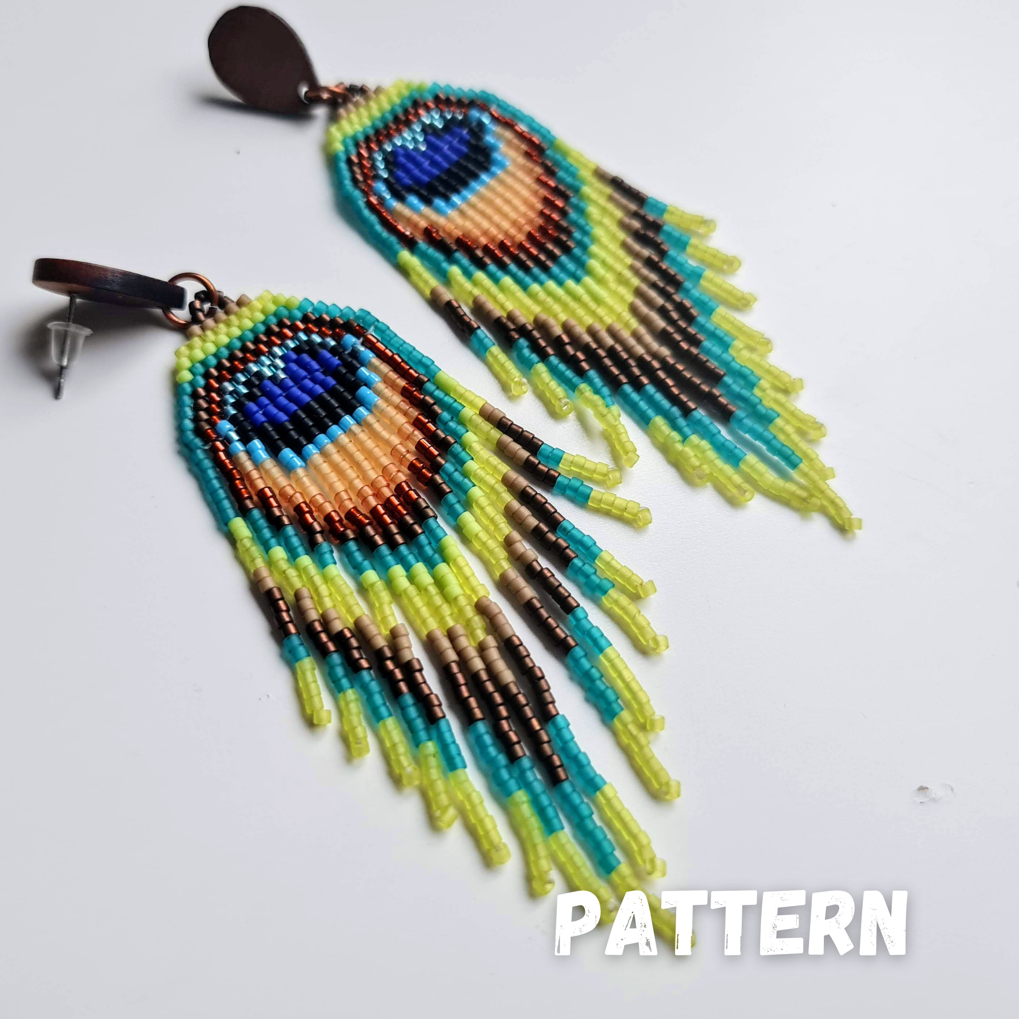 Peacock Feather Fringe Earrings Pattern