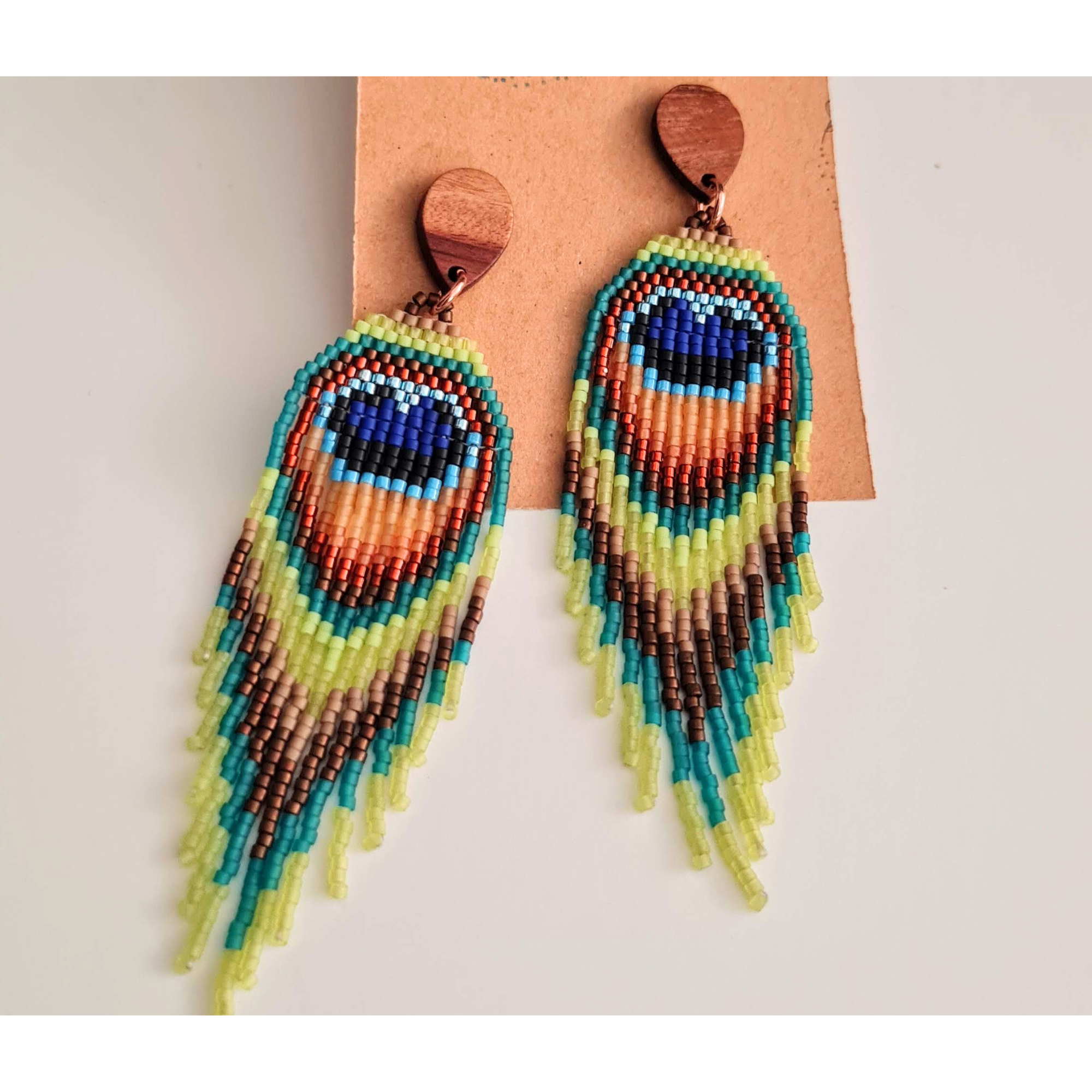 Peacock Feather Fringe Earrings Pattern