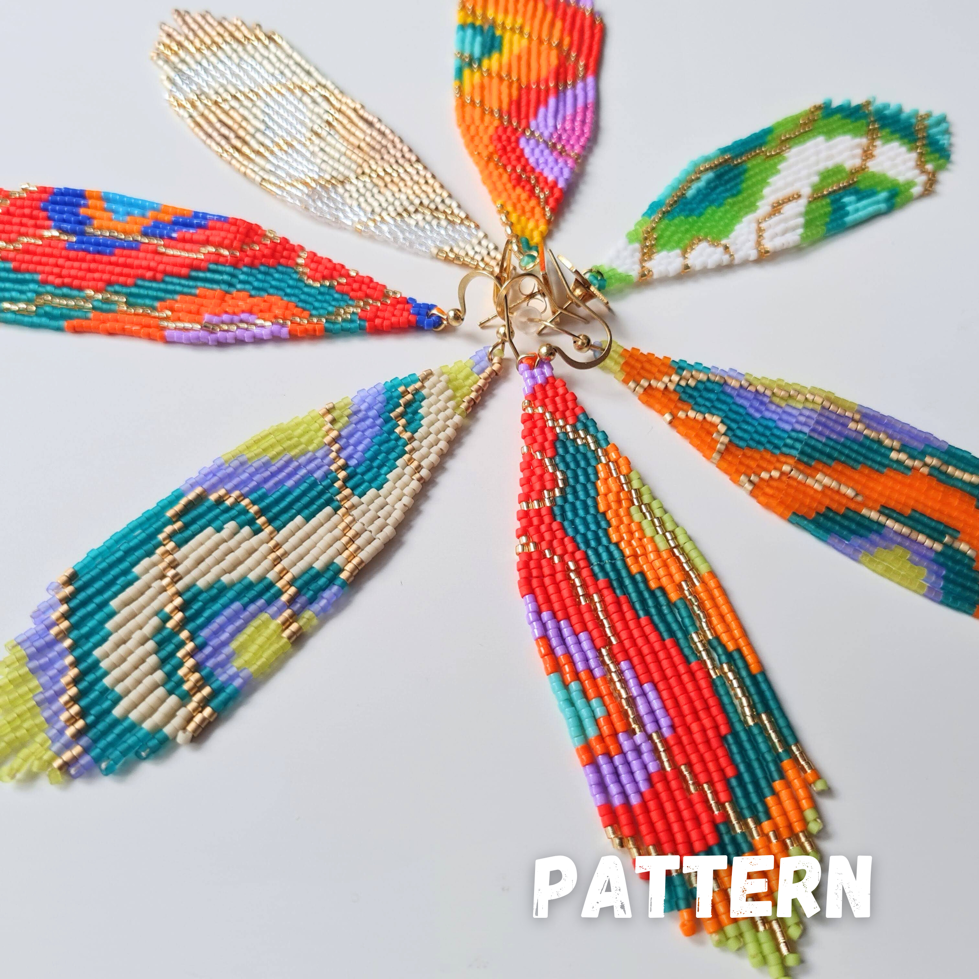 Waves of Colors Fringe Earrings Pattern with Word Chart