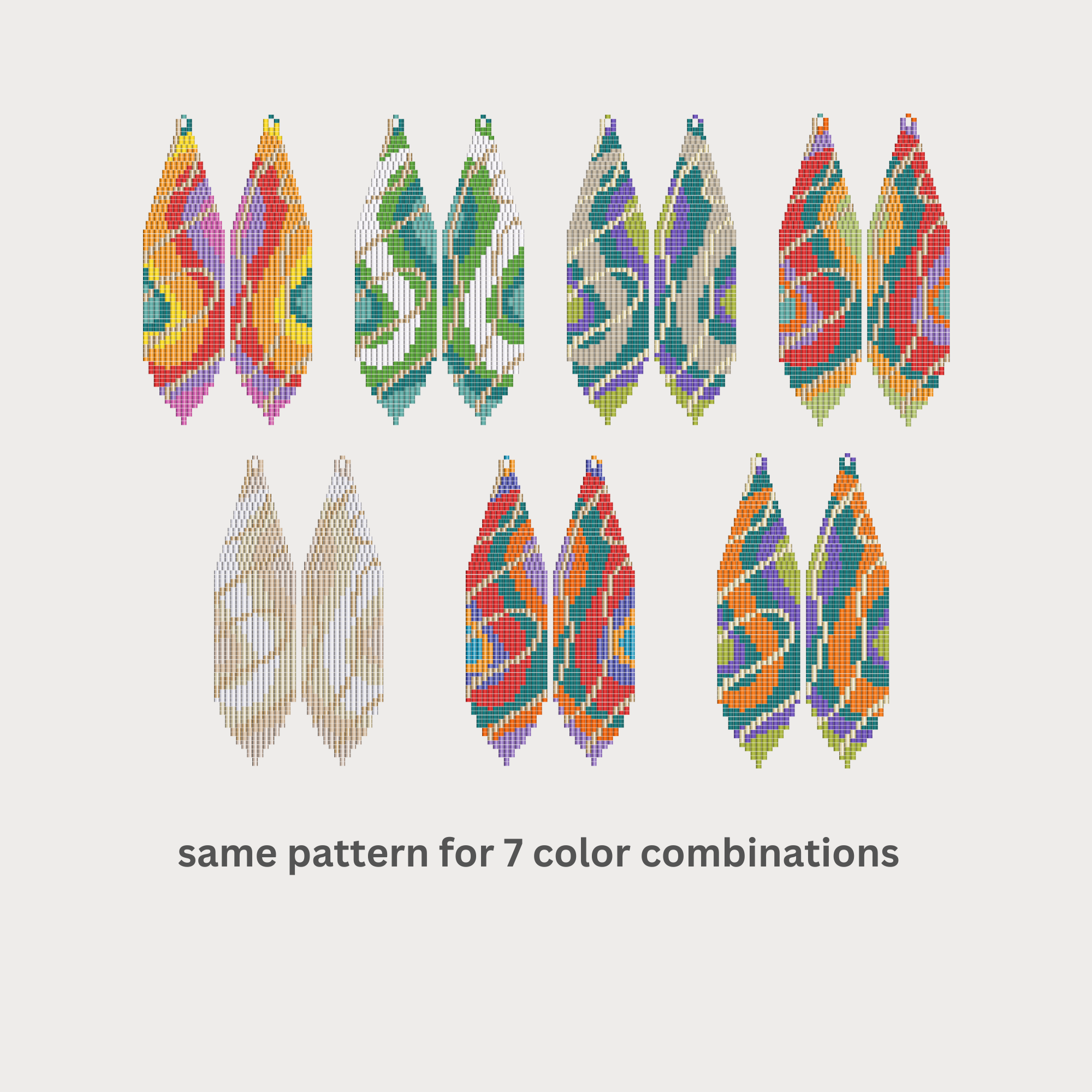 Waves of Colors Fringe Earrings Pattern with Word Chart