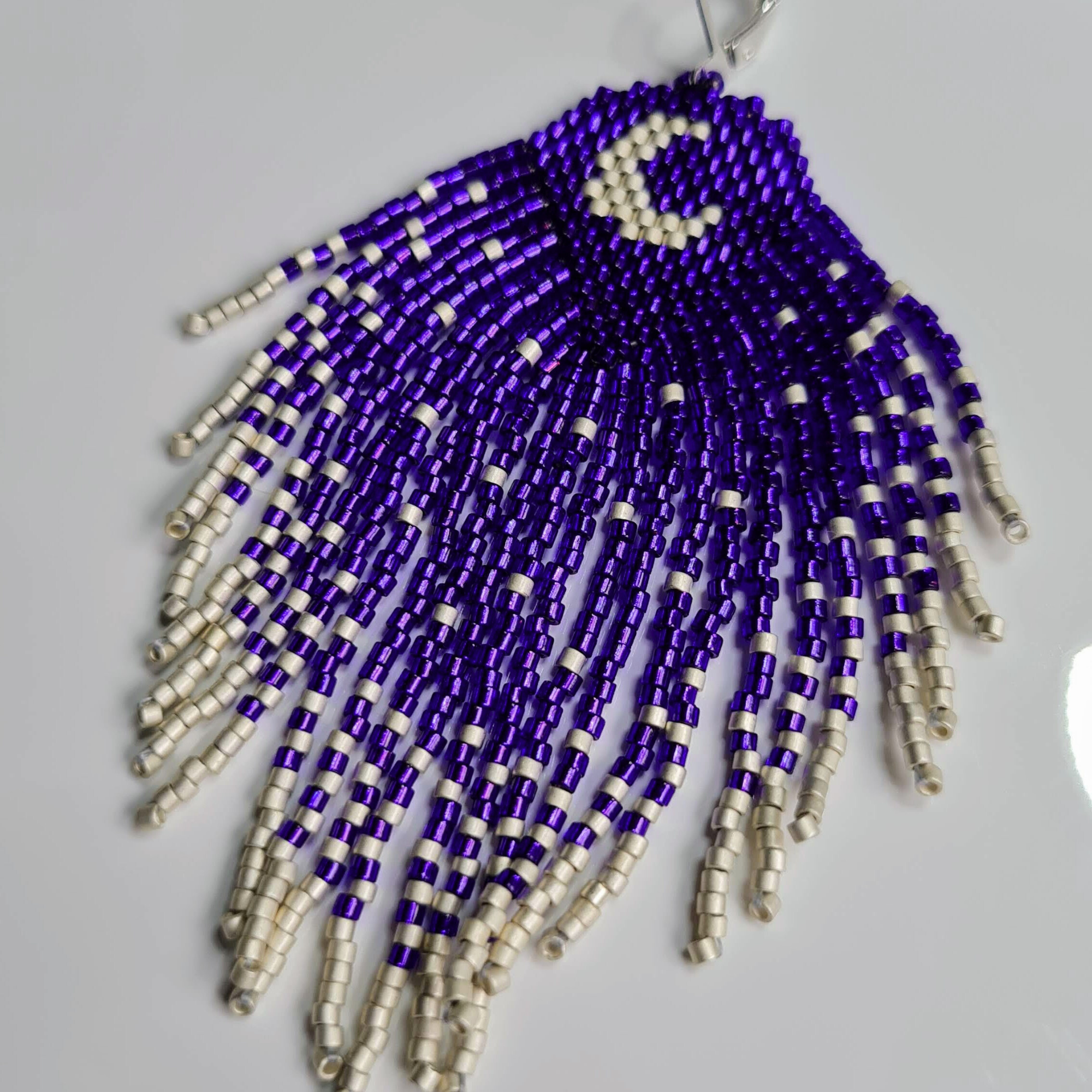 Moon & Star Beaded Fringe Earrings Pattern with Word Chart
